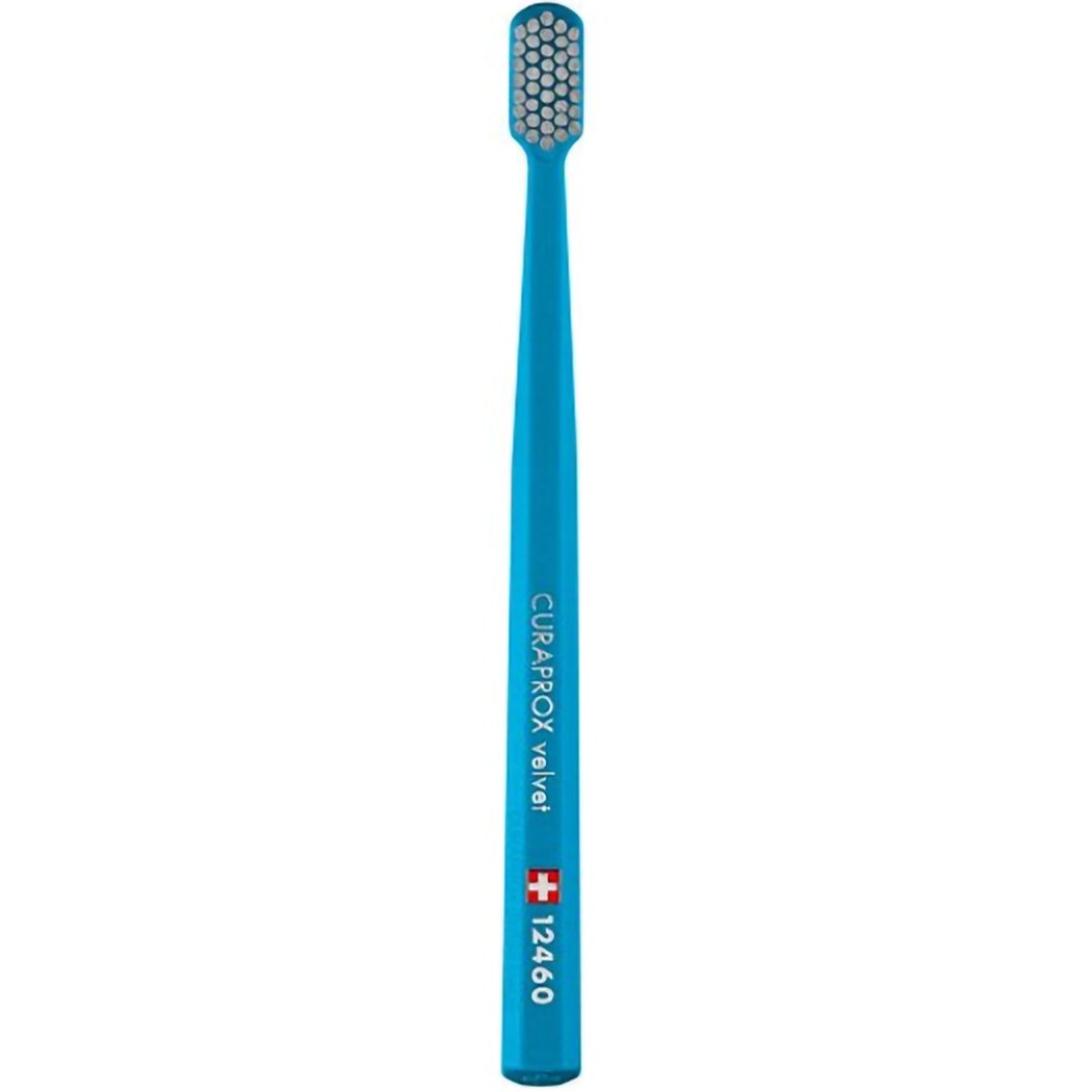 Curaprox CS 12460 Velvet Toothbrush Οδοντόβουρτσα με Εξαιρετικά Απαλές & Πυκνές Ίνες Curen για Πολύ Ευαίσθητα Δόντια 1 Τεμάχιο – Μπλε / Γκρι
