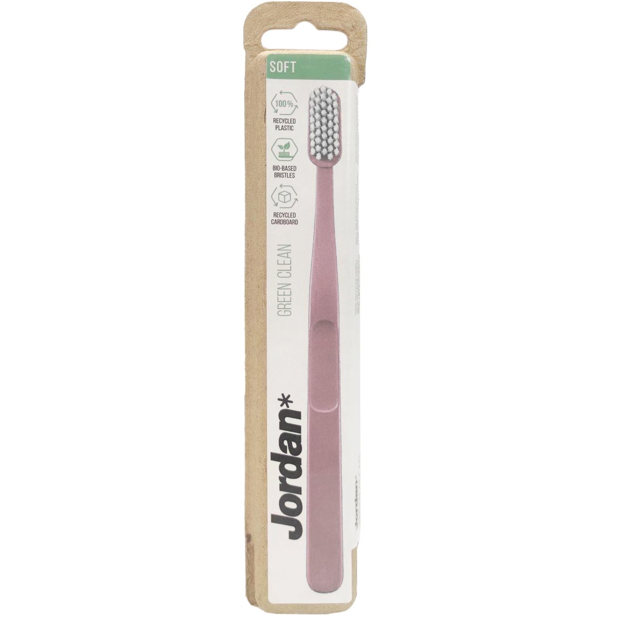 Jordan Green Clean Soft Toothbrush Bio Eco Χειροκίνητη Οδοντόβουρτσα Μαλακή, με Βιολογικής Προέλευσης Ίνες 1 Τεμάχιο – Ροζ