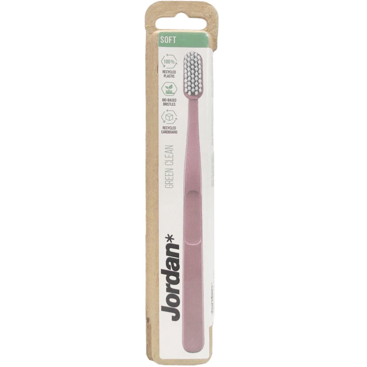 Jordan Jordan Green Clean Soft Toothbrush Bio Eco Χειροκίνητη Οδοντόβουρτσα Μαλακή, με Βιολογικής Προέλευσης Ίνες 1 Τεμάχιο - Ροζ