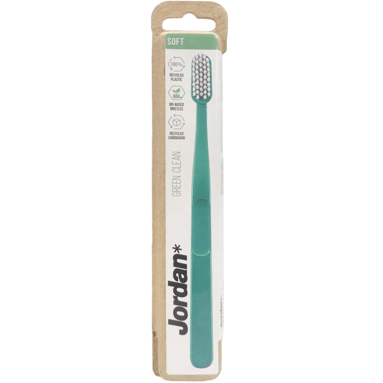 Jordan Green Clean Soft Toothbrush Bio Eco Χειροκίνητη Οδοντόβουρτσα Μαλακή, με Βιολογικής Προέλευσης Ίνες 1 Τεμάχιο – Πράσινο