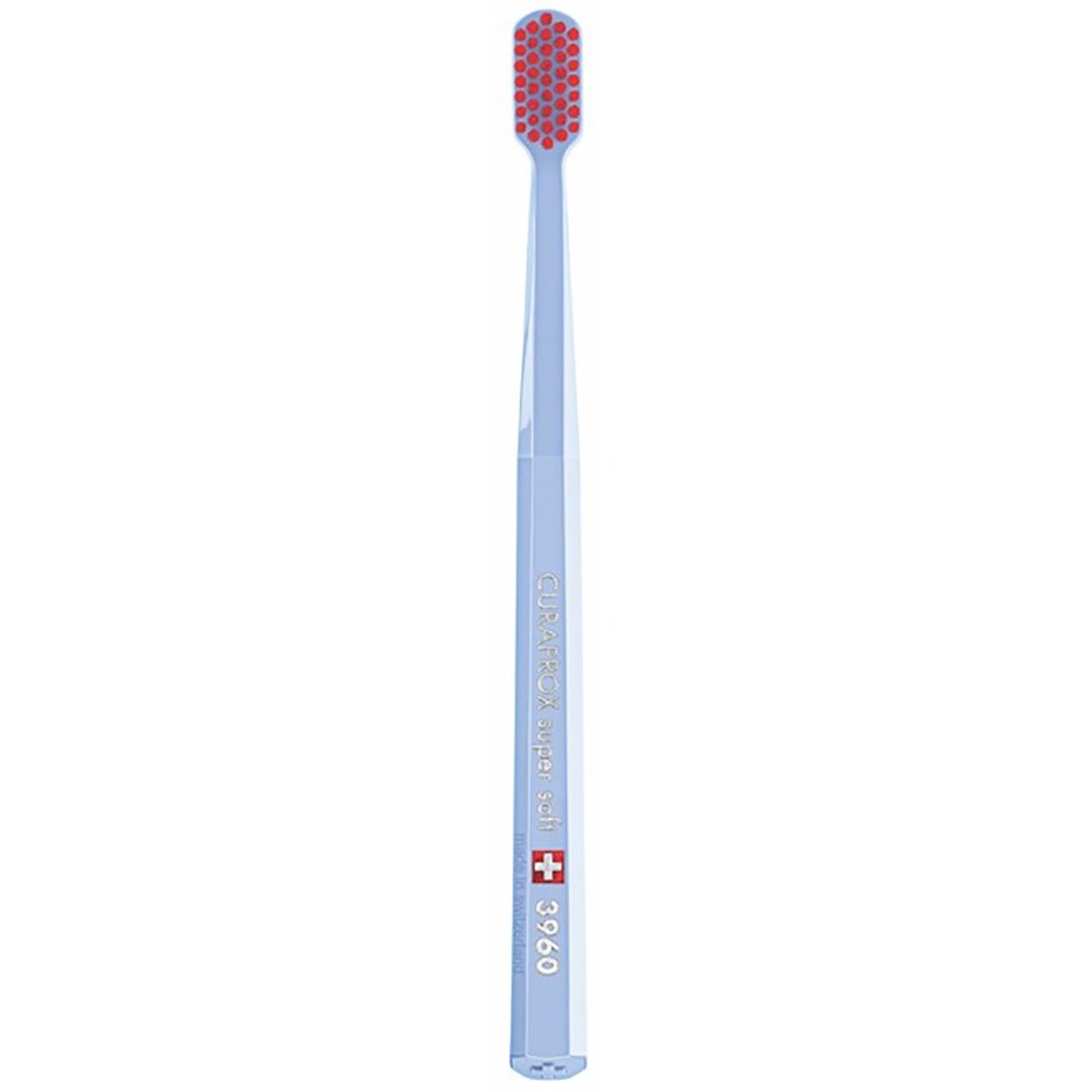 Curaprox CS 3960 Super Soft Toothbrush Πολύ Μαλακή Οδοντόβουρτσα με Εξαιρετικά Απαλές & Ανθεκτικές Ίνες Curen για Αποτελεσματικό Καθαρισμό 1 Τεμάχιο – Γαλάζιο / Κόκκινο
