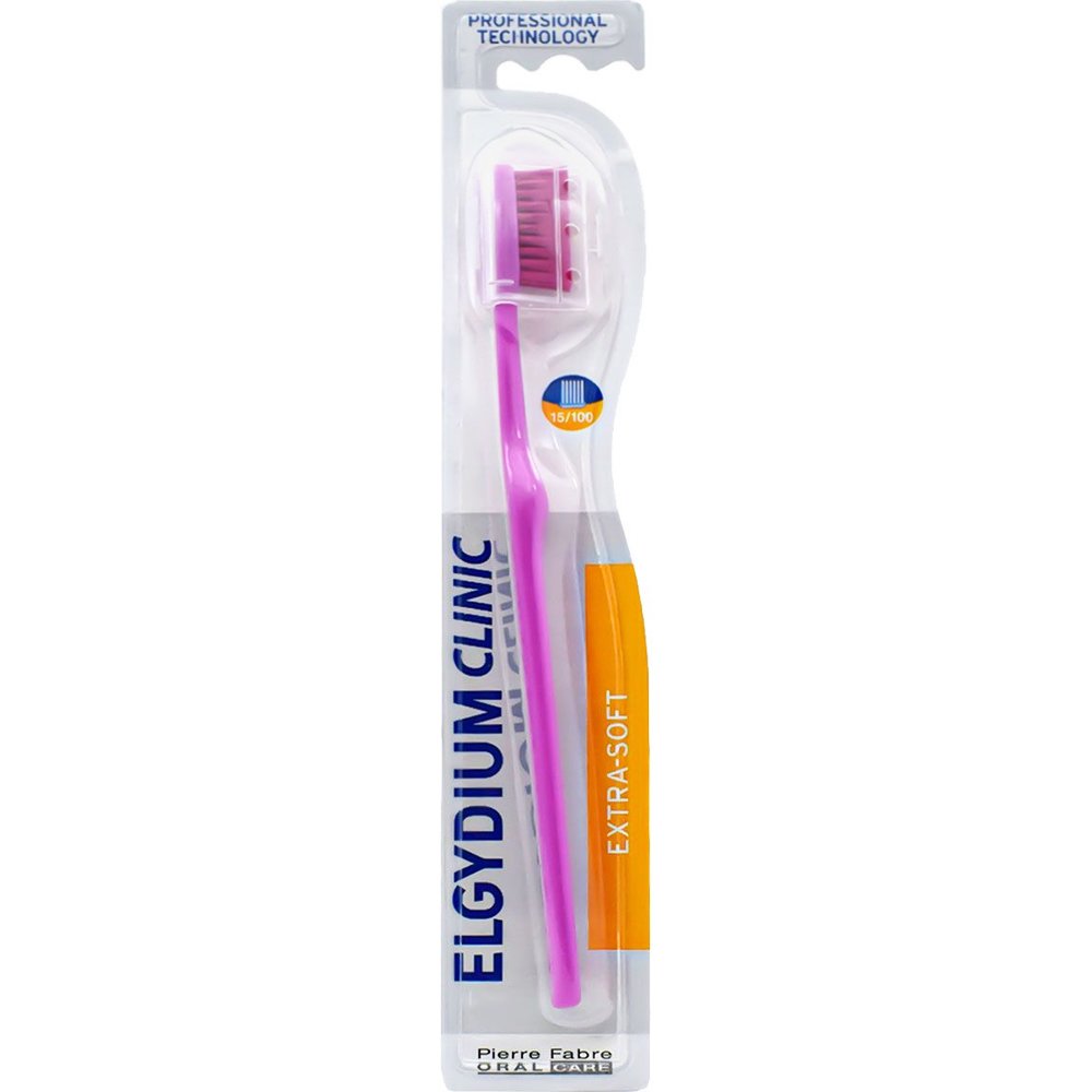 Elgydium Clinic Extra-Soft 15/100 Toothbrush Πολύ Μαλακή Οδοντόβουρτσα Κατάλληλη για Μετεγχειρητική Φροντίδα 1 Τεμάχιο - Φούξια
