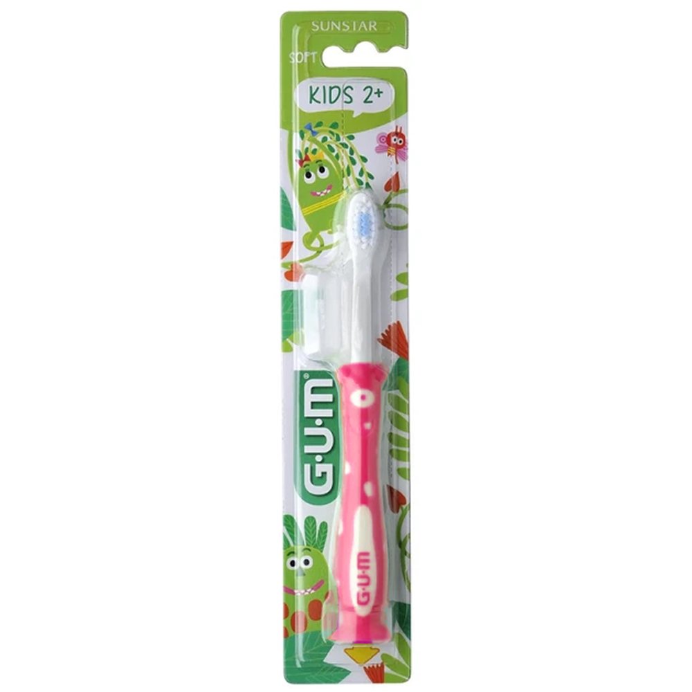Gum Sunstar Kids 2+ Soft Toothbrush Κωδ 901 Παιδική Οδοντόβουρτσα με Βεντούζα Στερέωσης από 2 Ετών 1 Τεμάχιο – Ροζ