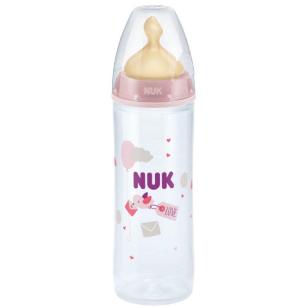 Nuk Classic Bottle Latex Medium Teat 6m+ Μπιμπερό Πολυπροπυλενίου με Θηλή Μεσαίας Οπής από Φυσικό Καουτσούκ από 6+ Μηνών 250ml 1 Τεμάχιο Κωδ 10741646 – Ροζ