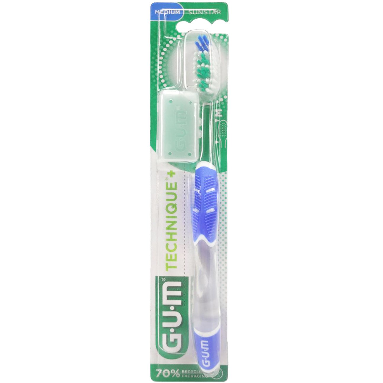 Gum Technique+ Medium Toothbrush Χειροκίνητη Οδοντόβουρτσα με Μέτριες Ίνες 1 Τεμάχιο, Κωδ 492 – Μπλε