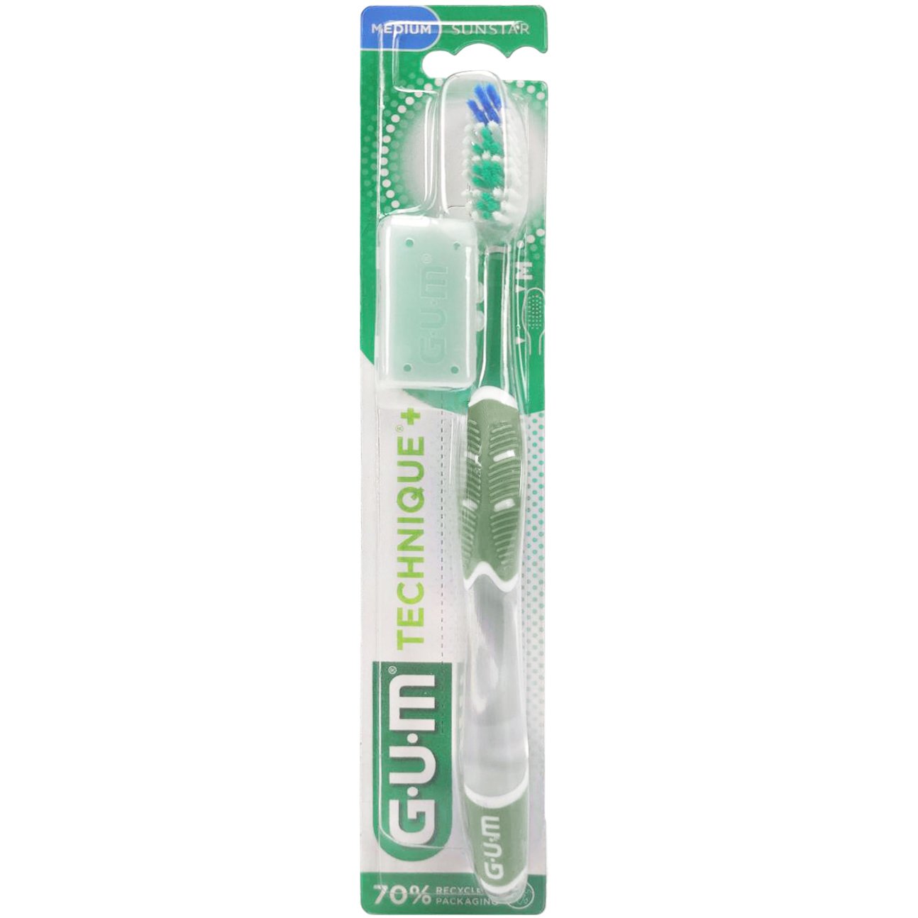 Gum Technique+ Medium Toothbrush Χειροκίνητη Οδοντόβουρτσα με Μέτριες Ίνες 1 Τεμάχιο, Κωδ 492 – Πράσινο