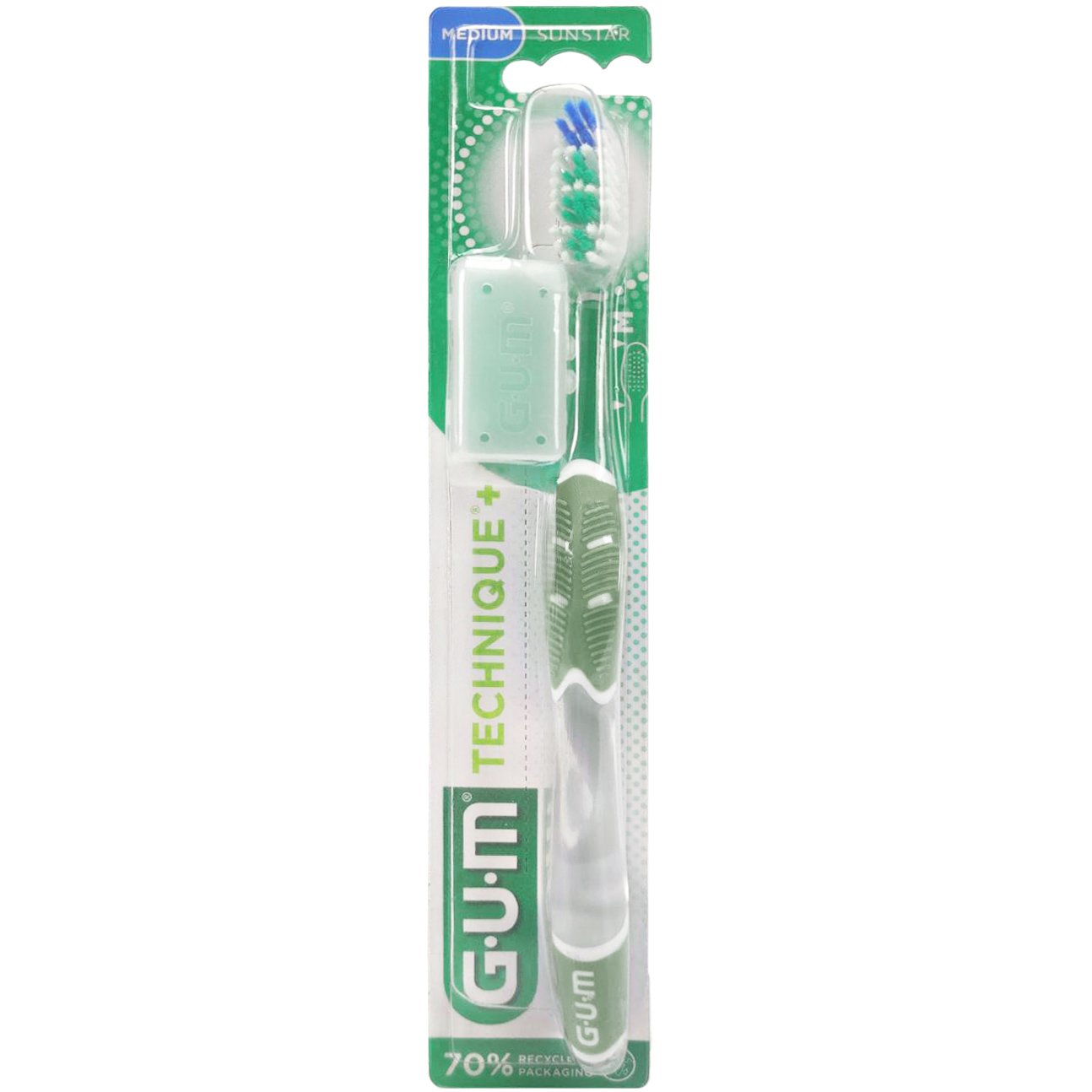 Gum Gum Technique+ Medium Toothbrush Χειροκίνητη Οδοντόβουρτσα με Μέτριες Ίνες 1 Τεμάχιο, Κωδ 492 - Πράσινο
