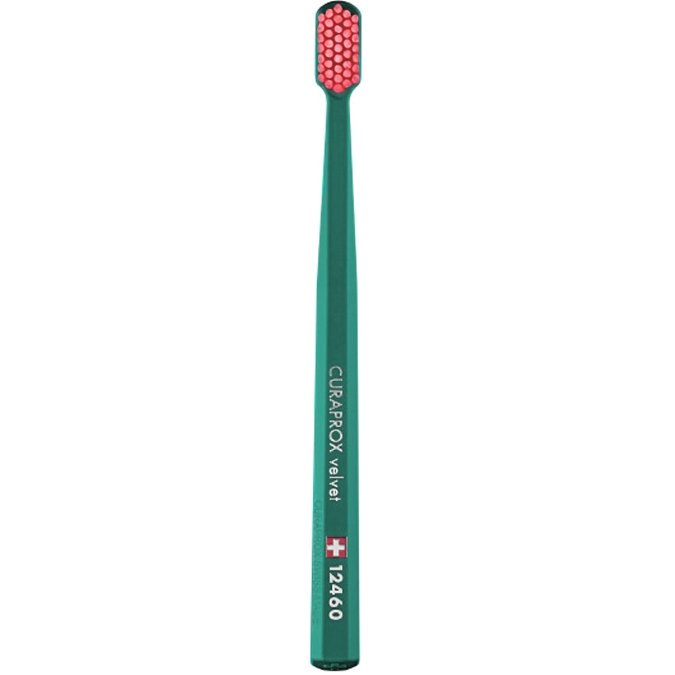 Curaprox CS 12460 Velvet Toothbrush Οδοντόβουρτσα με Εξαιρετικά Απαλές & Πυκνές Ίνες Curen για Πολύ Ευαίσθητα Δόντια 1 Τεμάχιο – Πετρόλ / Ροζ