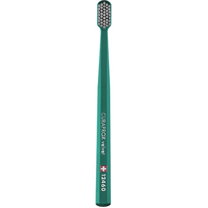 Curaprox CS 12460 Velvet Toothbrush Οδοντόβουρτσα με Εξαιρετικά Απαλές & Πυκνές Ίνες Curen για Πολύ Ευαίσθητα Δόντια 1 Τεμάχιο – Πετρόλ / Γρί