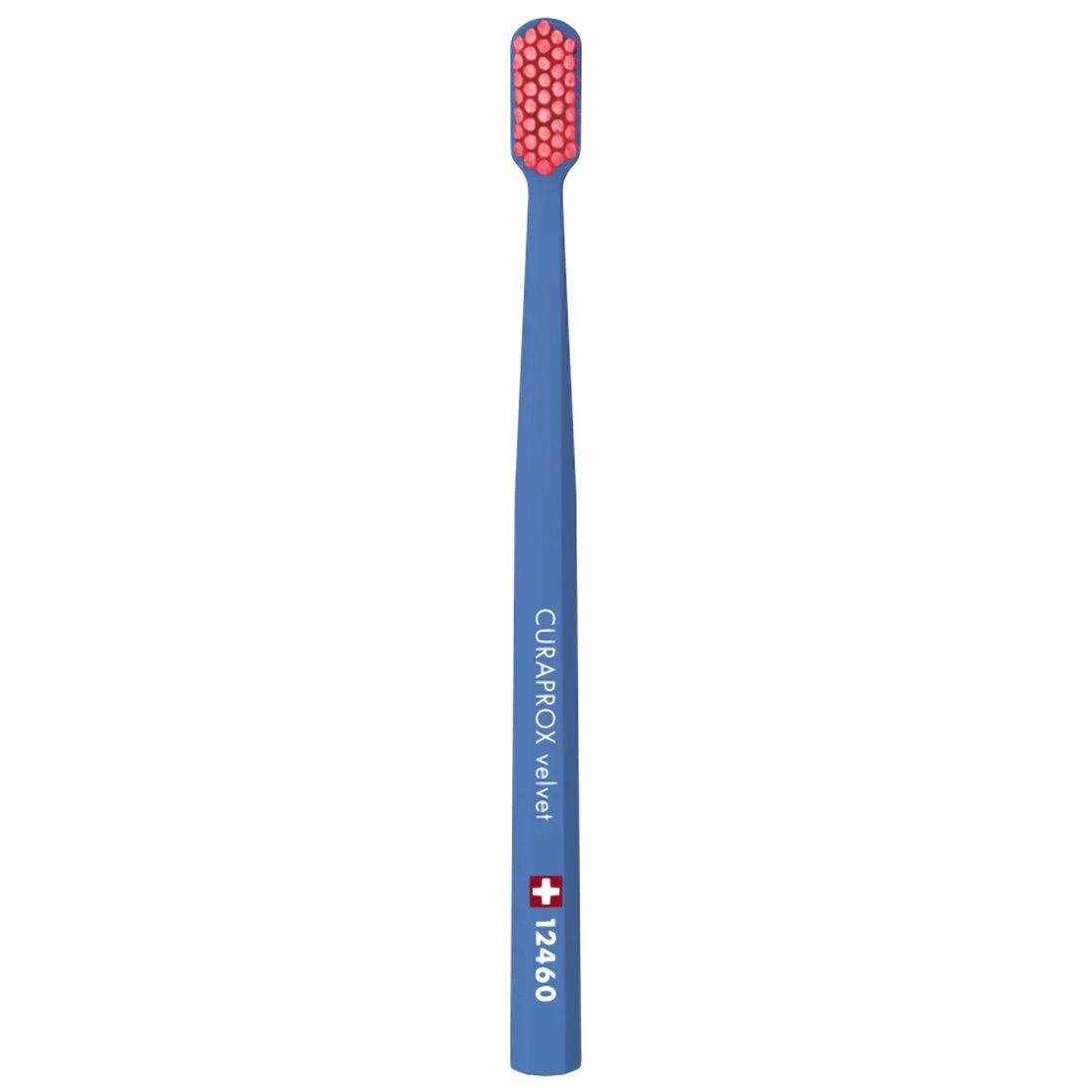 Curaprox CS 12460 Velvet Toothbrush Οδοντόβουρτσα με Εξαιρετικά Απαλές & Πυκνές Ίνες Curen για Πολύ Ευαίσθητα Δόντια 1 Τεμάχιο – Σκούρο Μπλε / Ροζ
