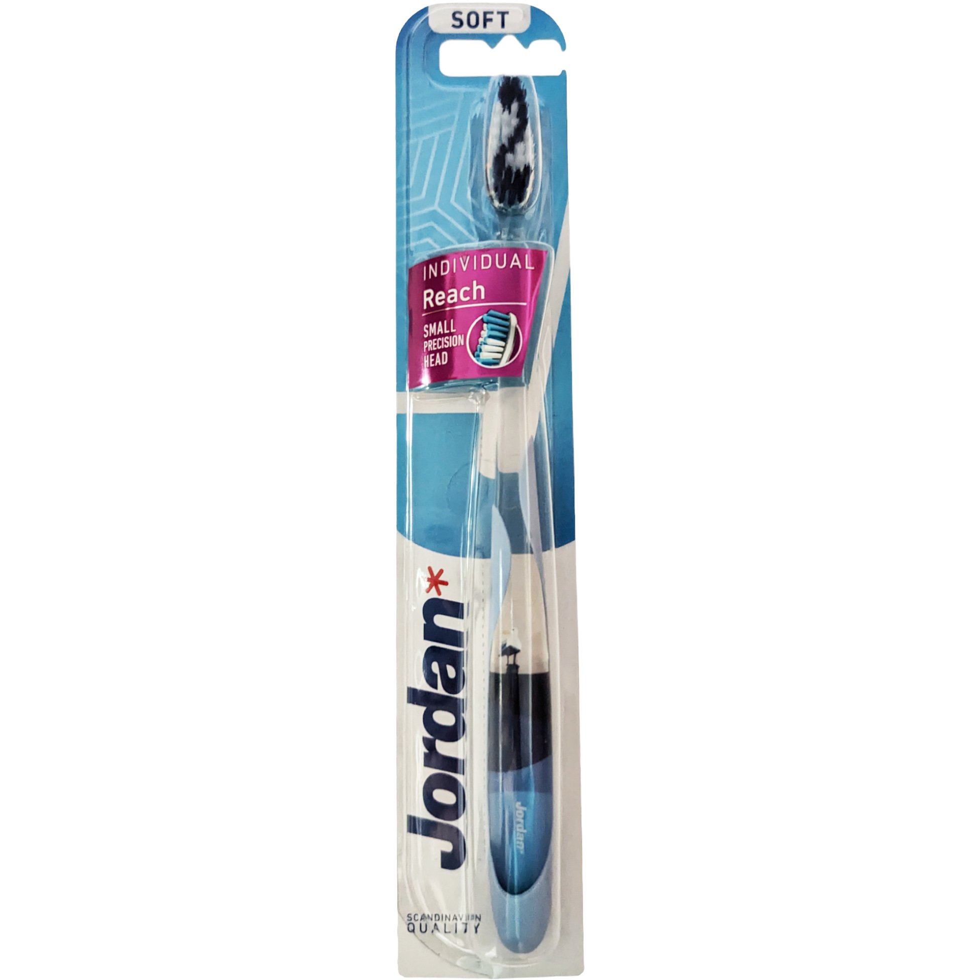 Jordan Individual Reach Soft Toothbrush Μαλακή Οδοντόβουρτσα με Εργονομική Λαβή για Βαθύ Καθαρισμό 1 Τεμάχιο Κωδ 310041 – Γαλάζιο