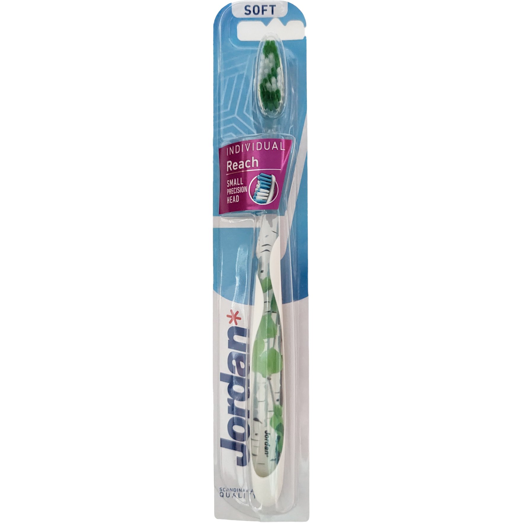 Jordan Individual Reach Soft Toothbrush Μαλακή Οδοντόβουρτσα με Εργονομική Λαβή για Βαθύ Καθαρισμό 1 Τεμάχιο Κωδ 310041 – Πράσινο