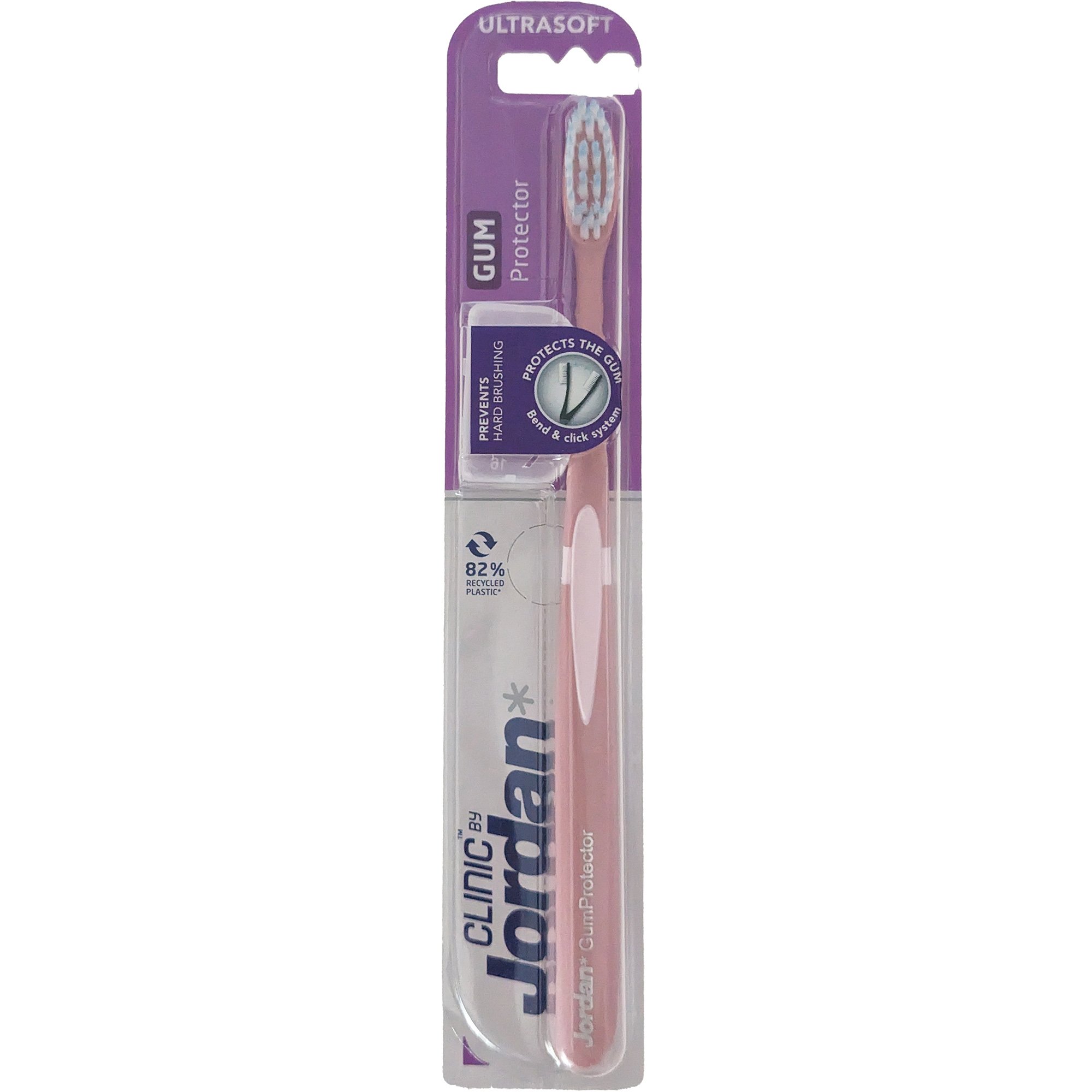 Jordan Clinic Gum Protector Toothbrush Ultrasoft 1 Τεμάχιο Εξαιρετικά Μαλακή Οδοντόβουρτσα για Βαθύ Καθαρισμό με Εξαιρετικά Λεπτές Ίνες Κωδ 310059 - Ροζ