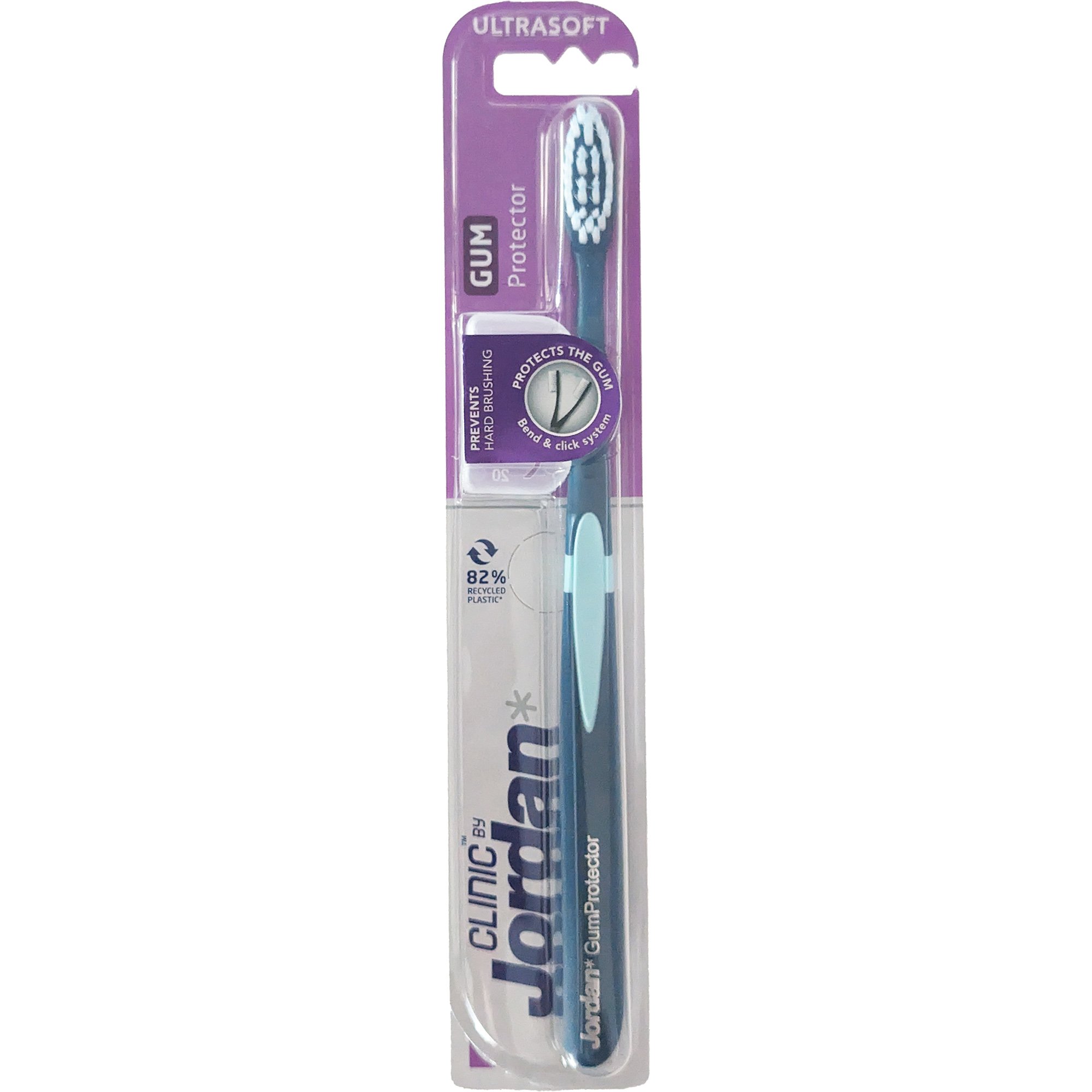 Jordan Clinic Gum Protector Toothbrush Soft 1 Τεμάχιο Μαλακή Οδοντόβουρτσα για Βαθύ Καθαρισμό με Εξαιρετικά Λεπτές Ίνες Κωδ 310059 – Πετρόλ