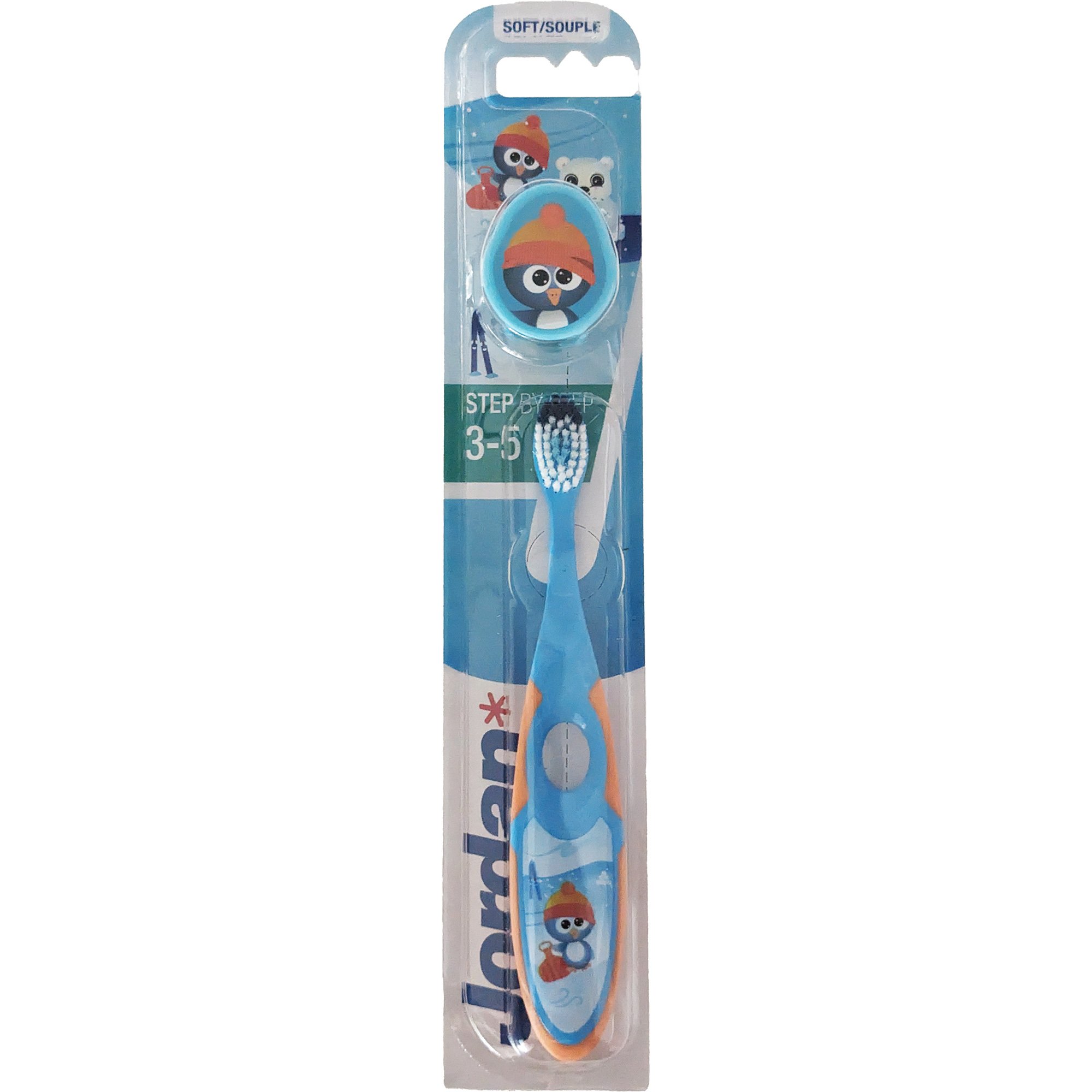 Jordan Step By Step Soft 3-5 Years 1 Τεμάχιο Παιδική Μαλακή Οδοντόβουρτσα Κατάλληλη από 3 Έως 5 Ετών Κωδ 310015 – Μπλε / Πορτοκαλί