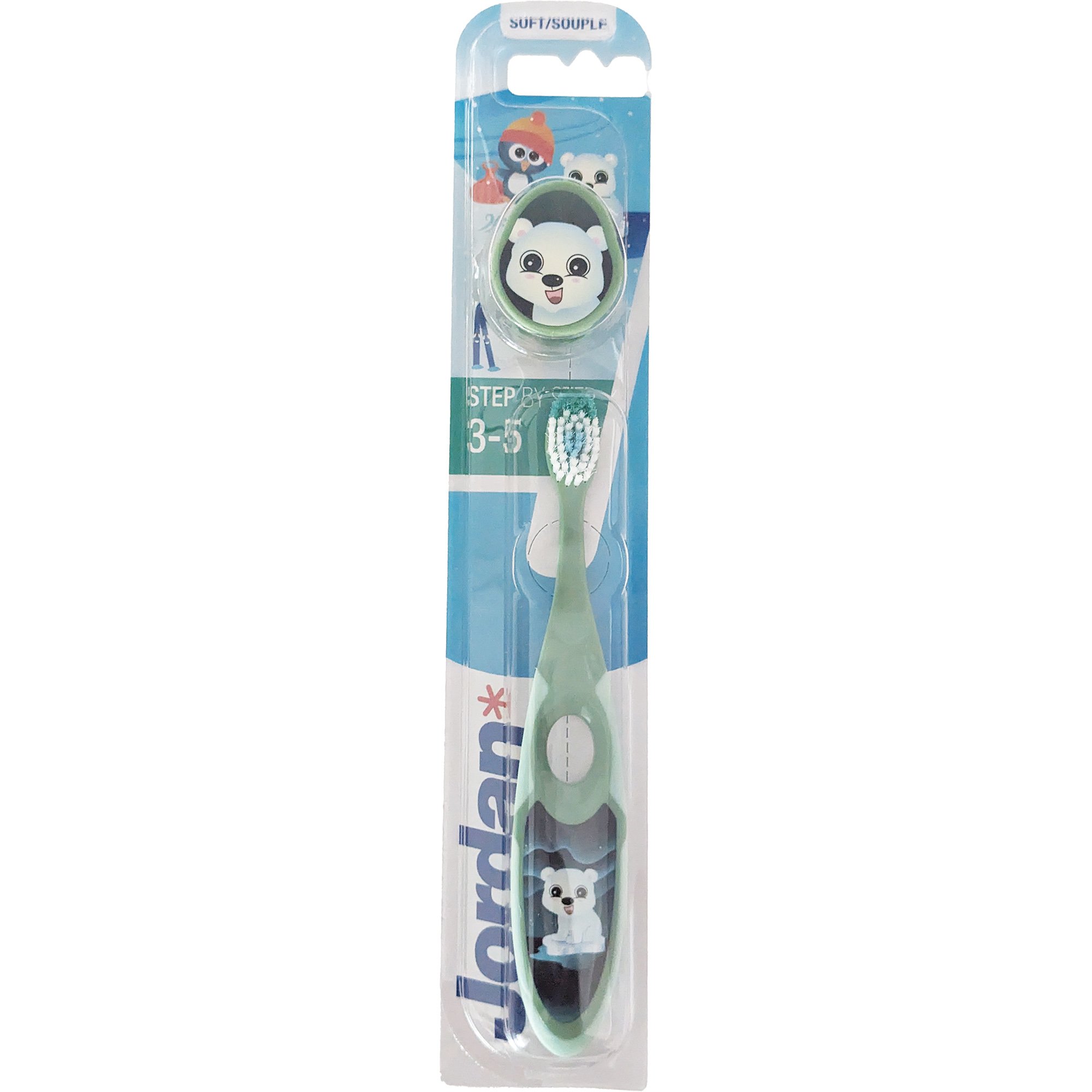 Jordan Step By Step Soft 3-5 Years 1 Τεμάχιο Παιδική Μαλακή Οδοντόβουρτσα Κατάλληλη από 3 Έως 5 Ετών Κωδ 310015 – Πράσινο