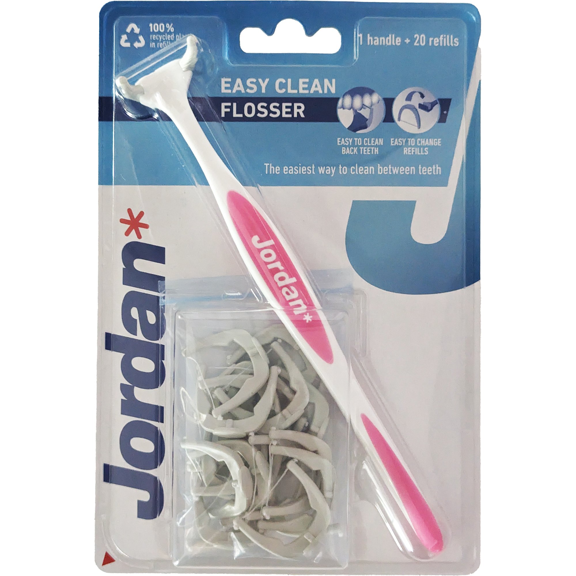 Jordan Easy Clean Flosser 1 Τεμάχιο & Refills 20 Τεμάχια Κωδ 310054 – Ροζ