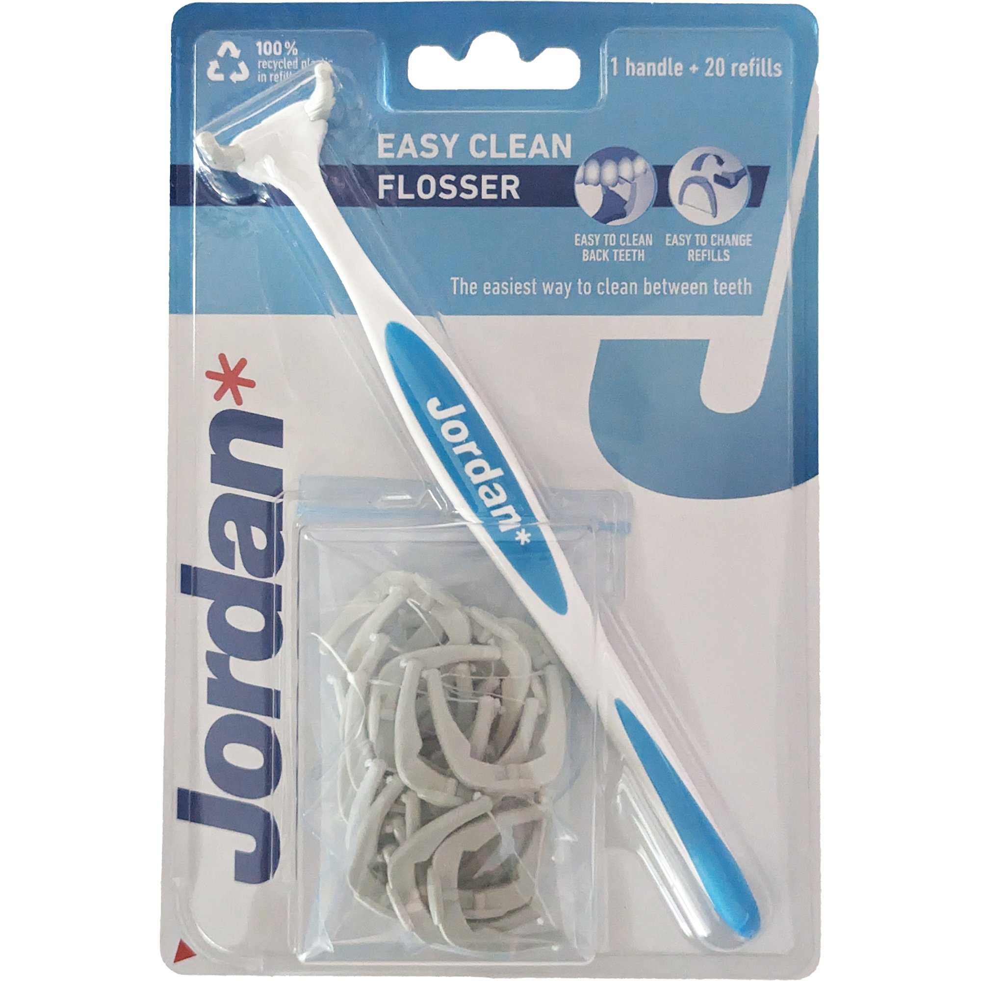 Jordan Easy Clean Flosser 1 Τεμάχιο & Refills 20 Τεμάχια Κωδ 310054 – Γαλάζιο