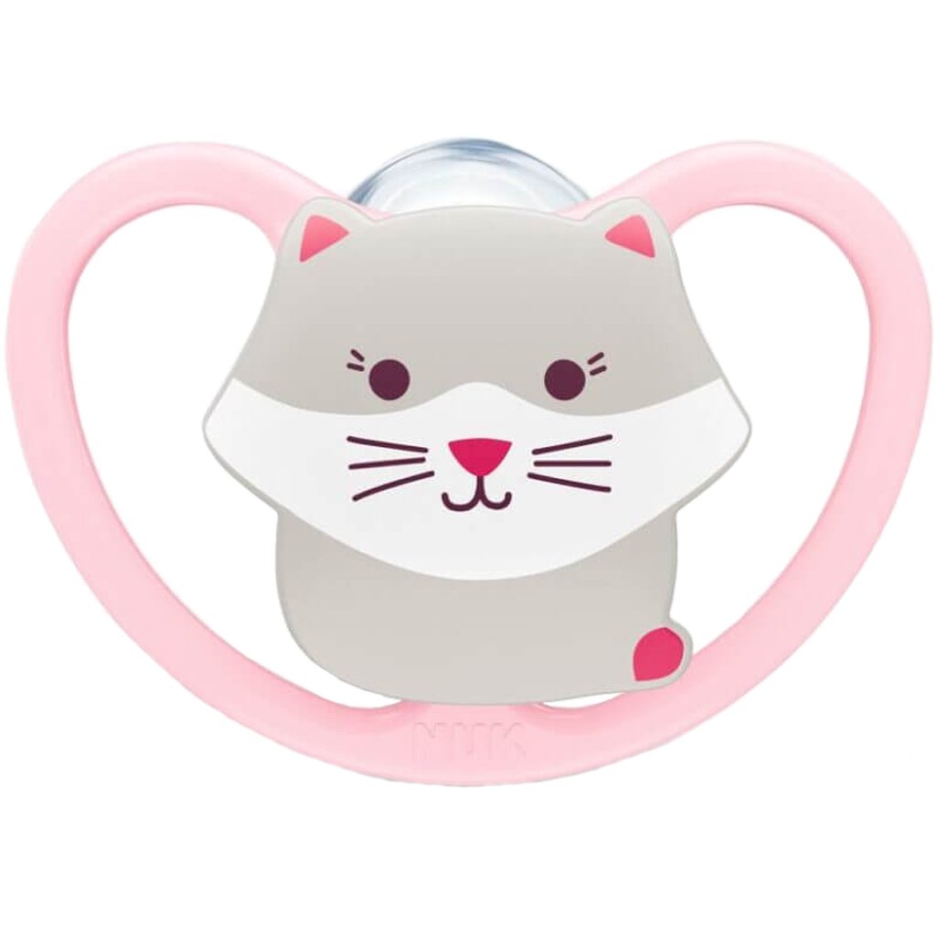 Nuk Space Silicone Soother 0-6m Πιπίλα Σιλικόνης με Σχεδιασμό που Επιτρέπει στην Ευαίσθητη Βρεφική Επιδερμίδα να Αναπνέει 1 Τεμάχιο – Ανοιχτό Ροζ