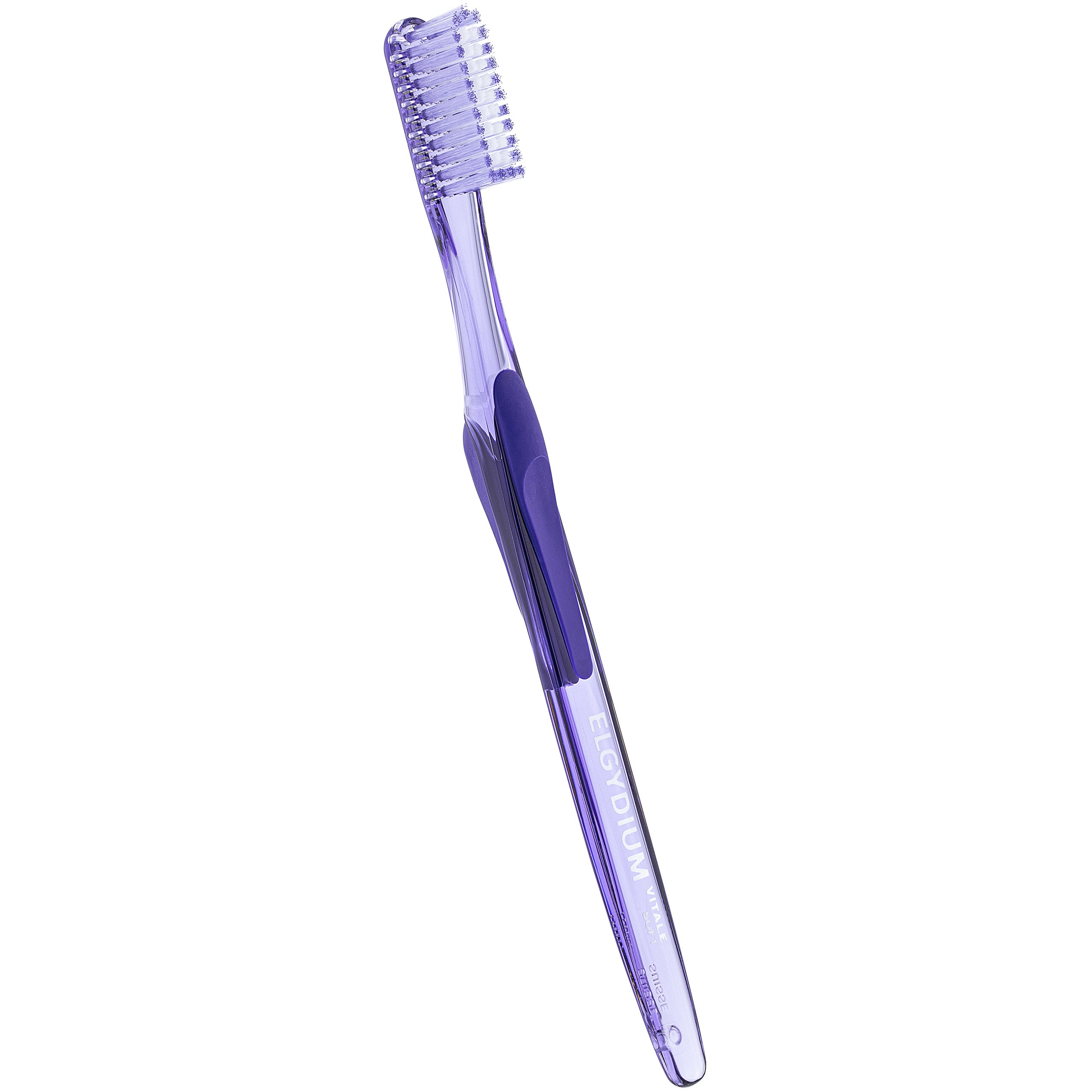Elgydium Vitale Souple Soft Toothbrush Χειροκίνητη Μαλακή Οδοντόβουρτσα με Εργονομική Λαβή 1 Τεμάχιο – Μωβ