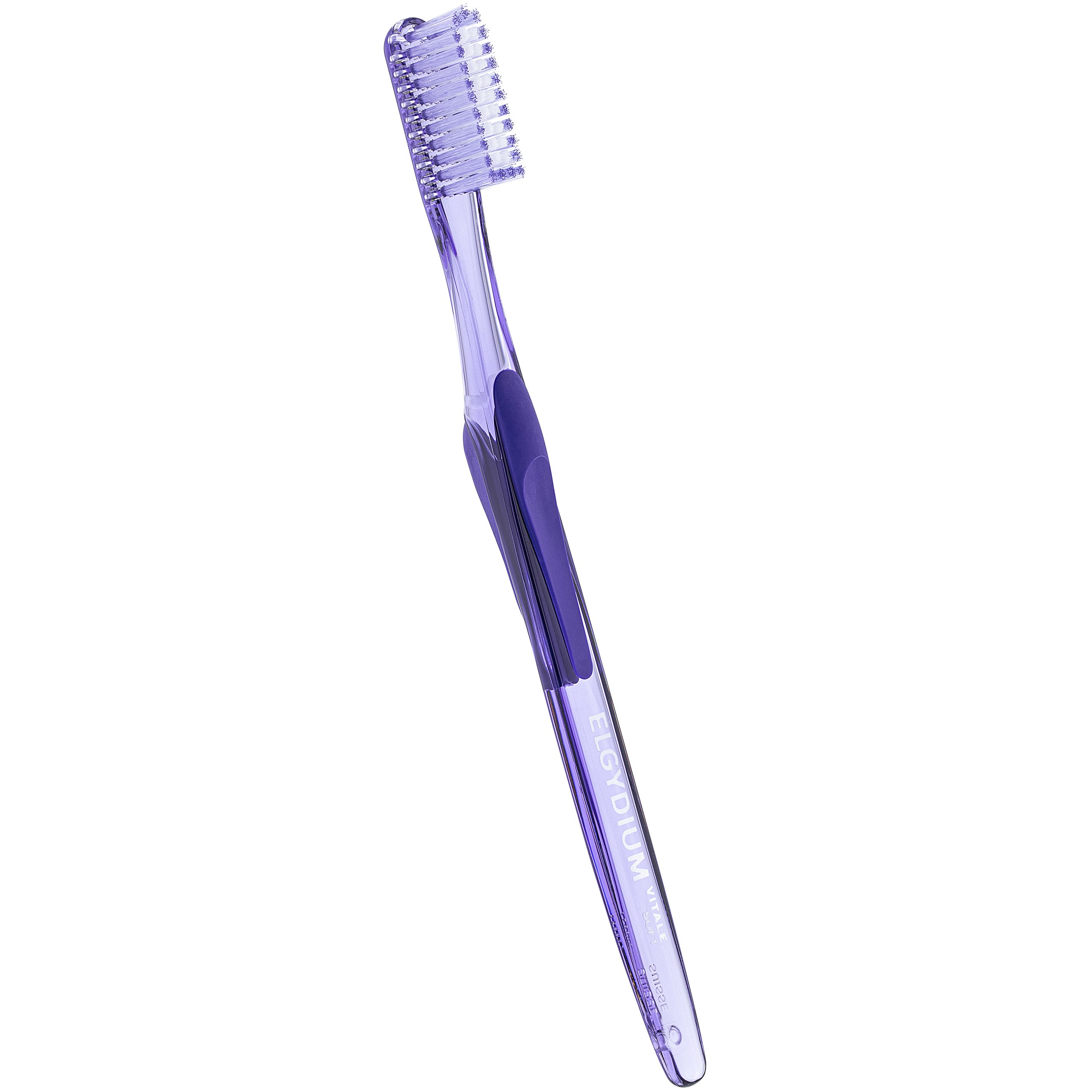 Elgydium Vitale Souple Soft Toothbrush Χειροκίνητη Μαλακή Οδοντόβουρτσα με Εργονομική Λαβή 1 Τεμάχιο – Μωβ