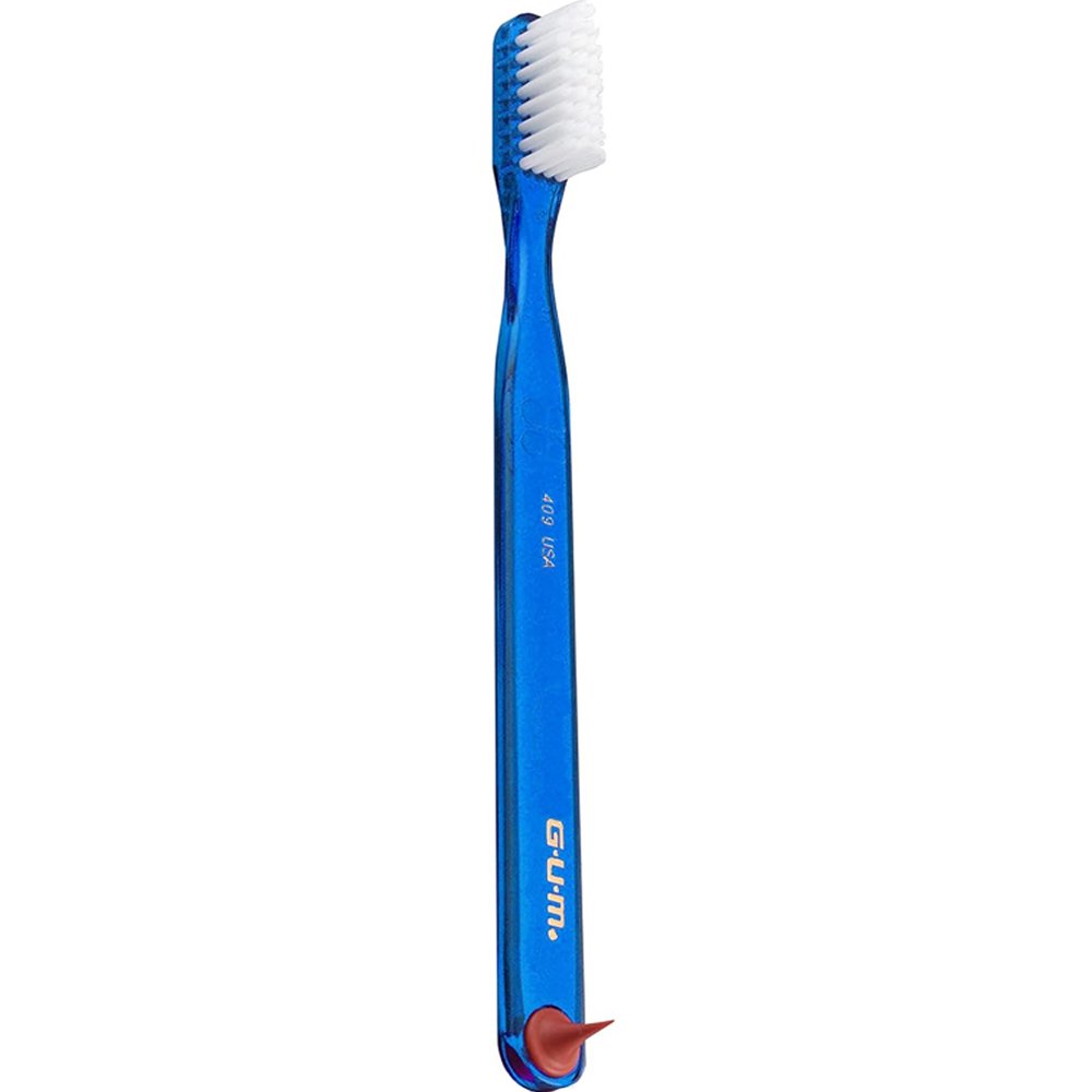 Gum Classic 409 Soft Toothbrush Μαλακή Οδοντόβουρτσα Εύκολη στη Χρήση για Αποτελεσματικό Καθαρισμό & Αφαίρεση της Πλάκας με Ελαστικό Άκρο για Καθαρισμό των Ούλων 1 Τεμάχιο – Μπλε