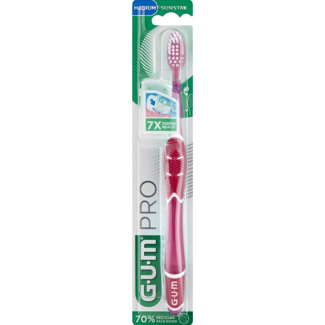 Gum Pro Soft Toothbrush Μεσαίας Σκληρότητας Χειροκίνητη Οδοντόβουρτσα για Βαθύ Καθαρισμό & Αφαίρεση της Πλάκας 1 Τεμάχιο, Κωδ 528 – Φούξια