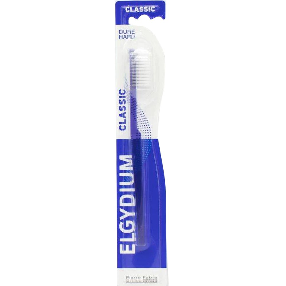 Elgydium Classic Hard Toothbrush Χειροκίνητη Σκληρή Οδοντόβουρτσα Ενηλίκων με Εργονομική Λαβή & Αποστρογγυλεμένες Ίνες 1 Τεμάχιο – Μωβ