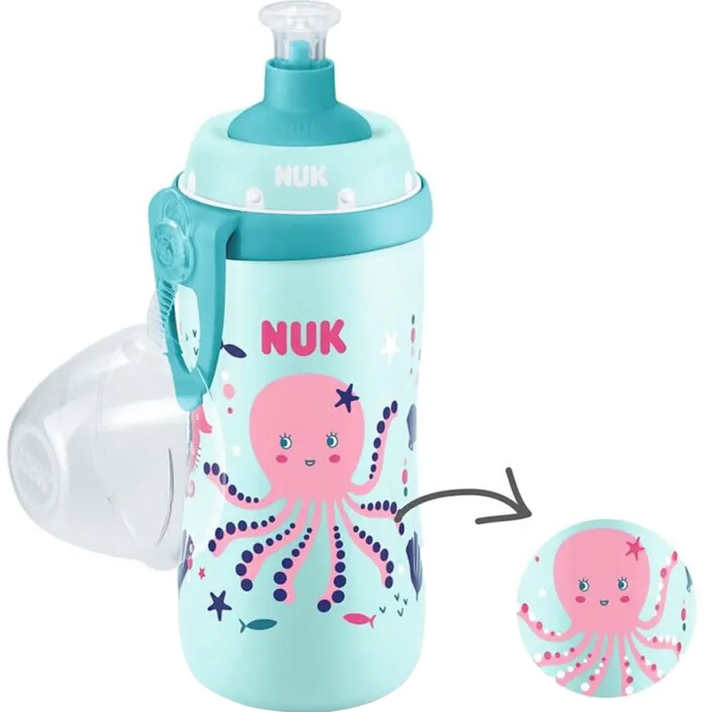 Nuk Nuk First Choice Junior Cup 18m+ Παιδικό Παγουράκι που Αλλάζει Χρώμα 300ml, Κωδ 10255576 - Τυρκουάζ / Ροζ Χταπόδι