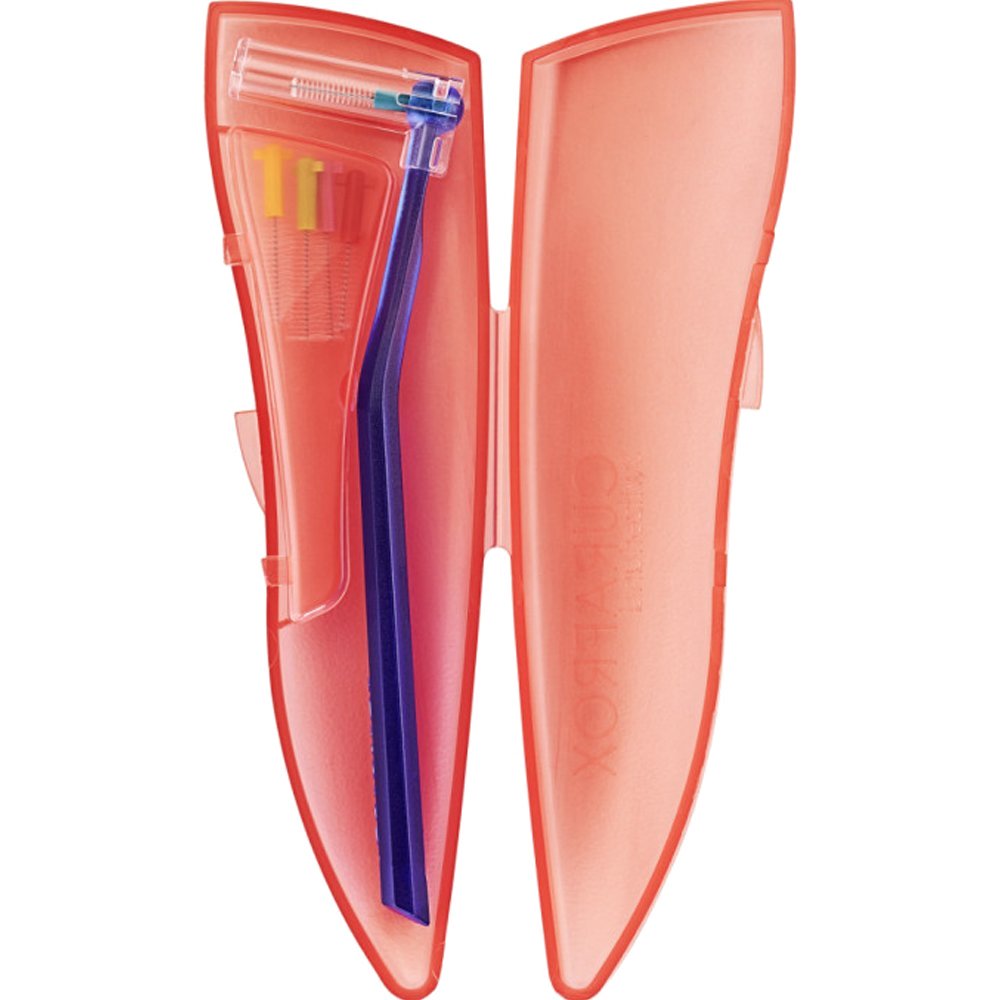 Curaprox CPS 459 Prime Pocket Set Σετ Μεσοδόντια Βουρτσάκια & Πρακτική Θήκη Αποθήκευσης 1 Τεμάχιο - Κόκκινο