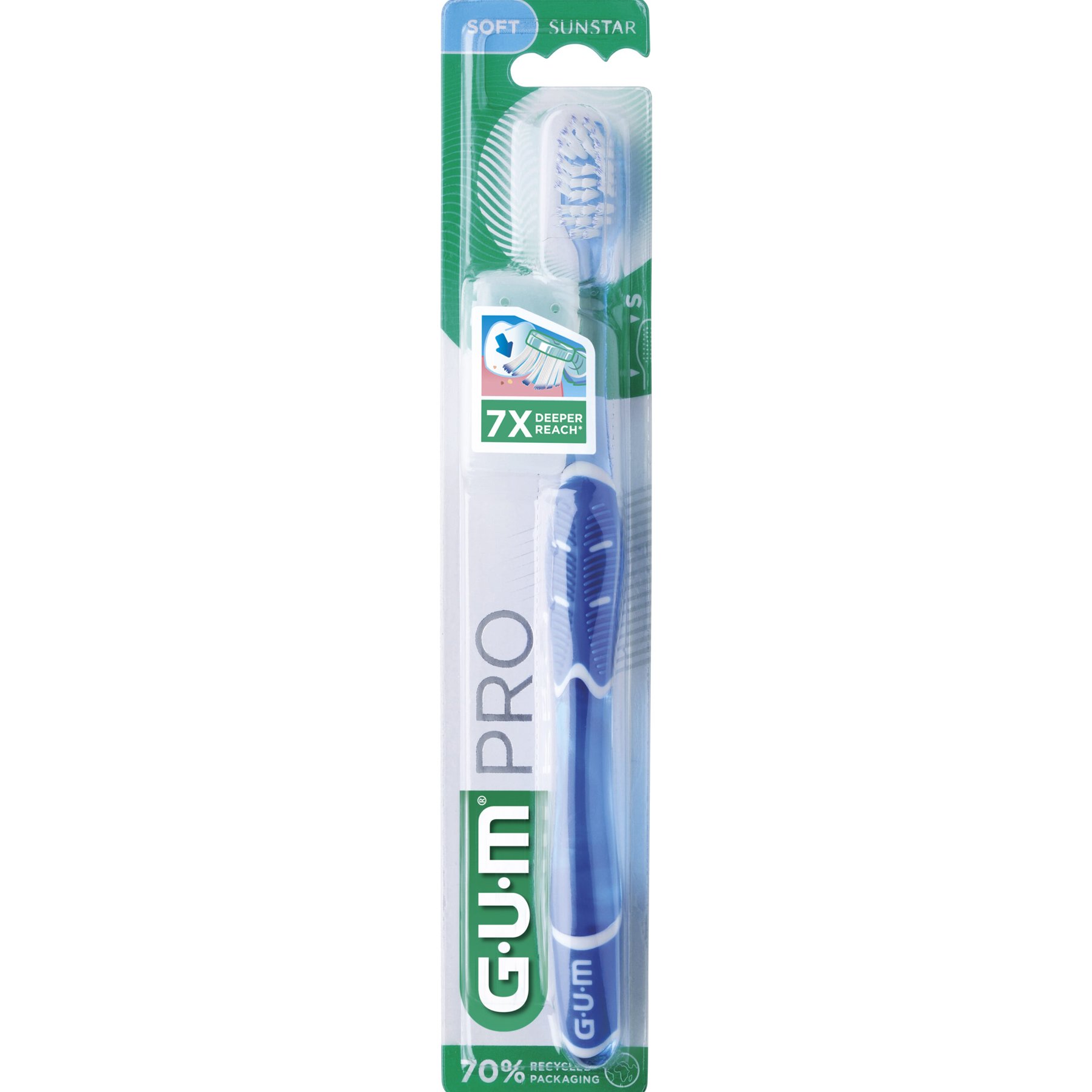 Gum Gum Pro Soft Toothbrush Κωδ 525 Μαλακή Χειροκίνητη Οδοντόβουρτσα για Βαθύ Καθαρισμό & Αφαίρεση της Πλάκας, 1 Τεμάχιο - Μπλε