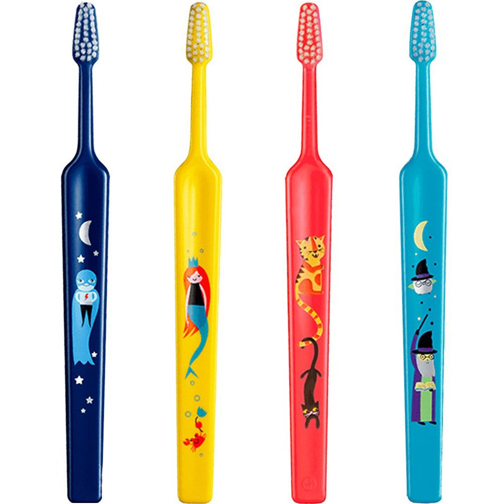 TePe Kids Extra Soft Toothbrush 0-3 Years Οδοντόβουρτσα με Μικρή Κωνική Κεφαλή & Πολύ Μαλακές Ίνες Κατάλληλη για τα Πρώτα Δόντια 4 Τεμάχια - Multicolor 7
