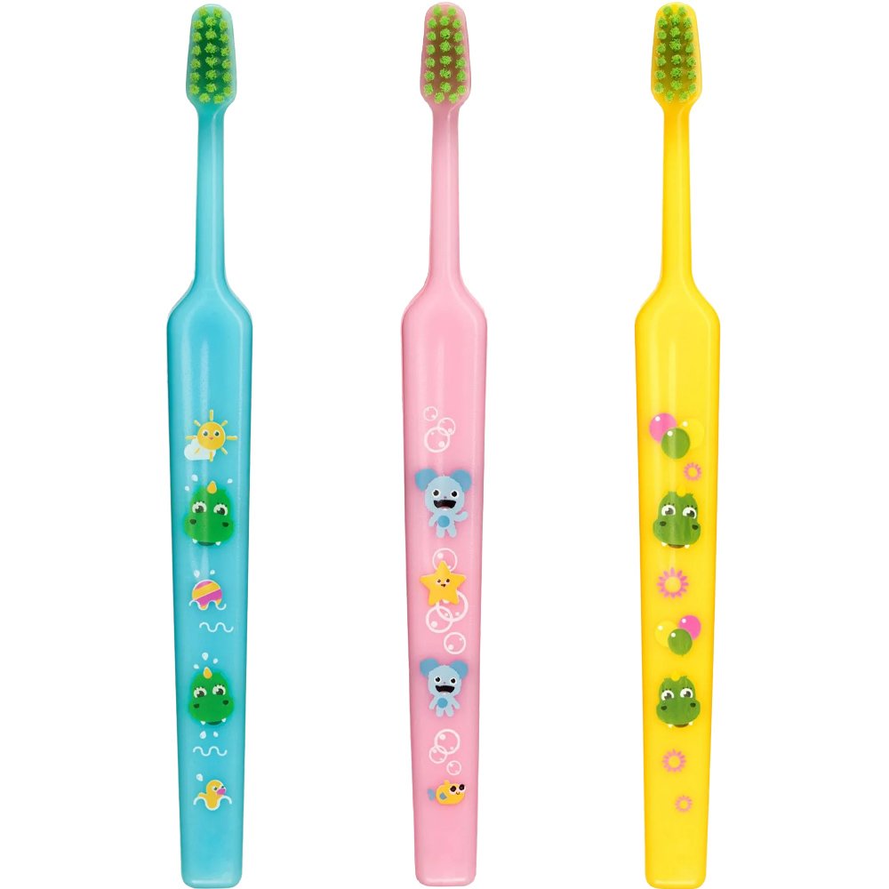 Tepe Good Mini Extra Soft Toothbrush Bolibompa 0-3 Years Οδοντόβουρτσα με Πολύ Μαλακές Ίνες & Πολύ Μικρή Κεφαλή για Βρέφη - Νήπια 3 Τεμάχια - Γαλάζιο / Ροζ / Κίτρινο