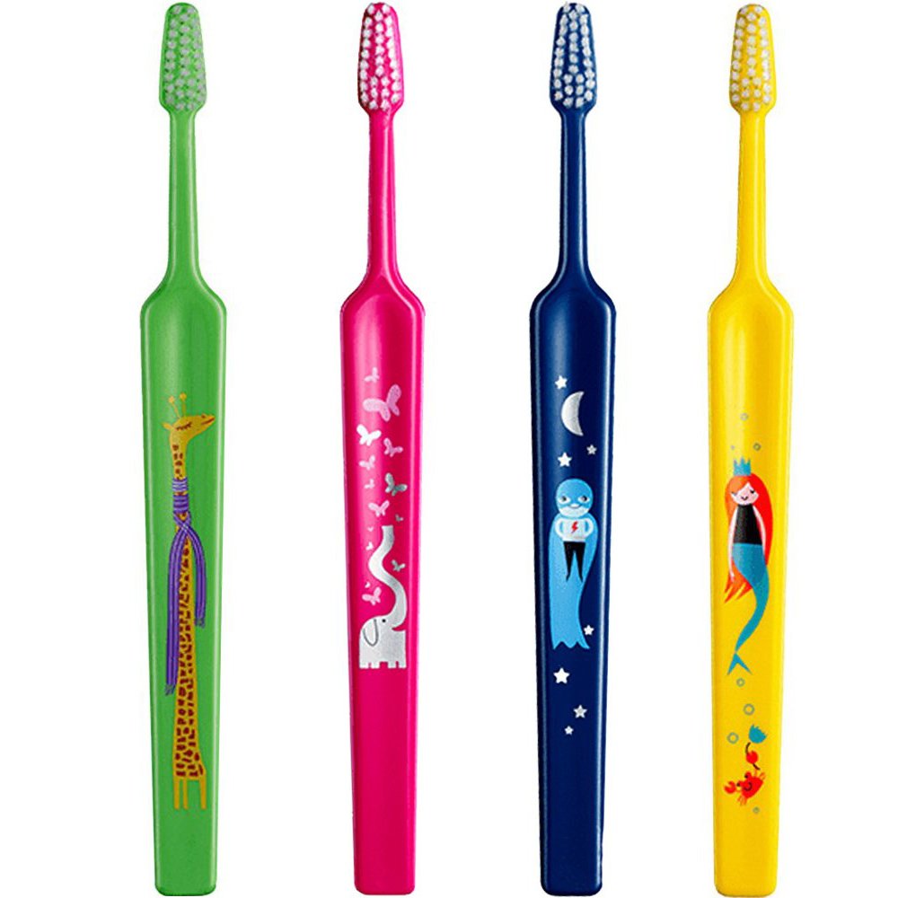 Tepe TePe Kids Extra Soft Toothbrush 0-3 Years Οδοντόβουρτσα με Μικρή Κωνική Κεφαλή & Πολύ Μαλακές Ίνες Κατάλληλη για τα Πρώτα Δόντια 4 Τεμάχια - Multicolor 12