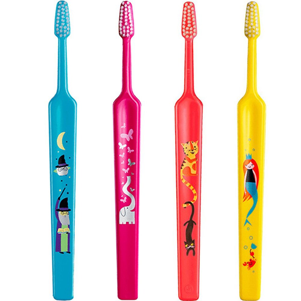 TePe Kids Extra Soft Toothbrush 3+ Years Οδοντόβουρτσα με Μικρή Κωνική Κεφαλή & Πολύ Μαλακές Ίνες Κατάλληλη για τα Πρώτα Δόντια 4 Τεμάχια - Multicolor 13