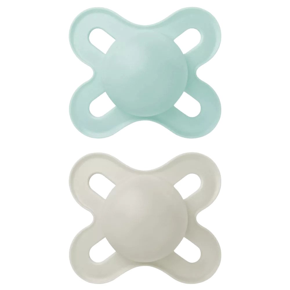 Mam Original Start Silicone Soother 0-2m Ορθοδοντική Πιπίλα Σιλικόνης με Θήκη Μεταφοράς 2 Τεμάχια, Κωδ 078SUc - Πράσινο / Γκρι