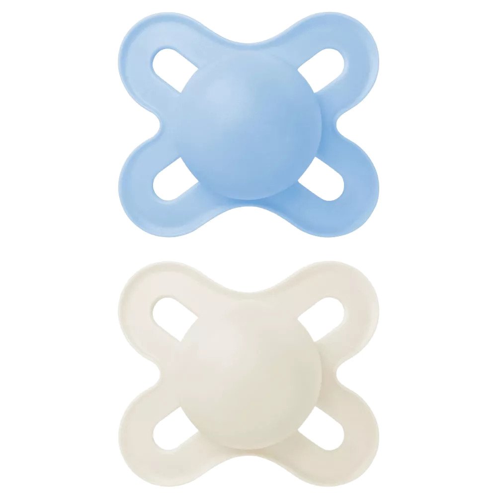 Mam Original Start Silicone Soother 0-2m Ορθοδοντική Πιπίλα Σιλικόνης με Θήκη Μεταφοράς 2 Τεμάχια, Κωδ 078SBc - Μπλε / Γκρι