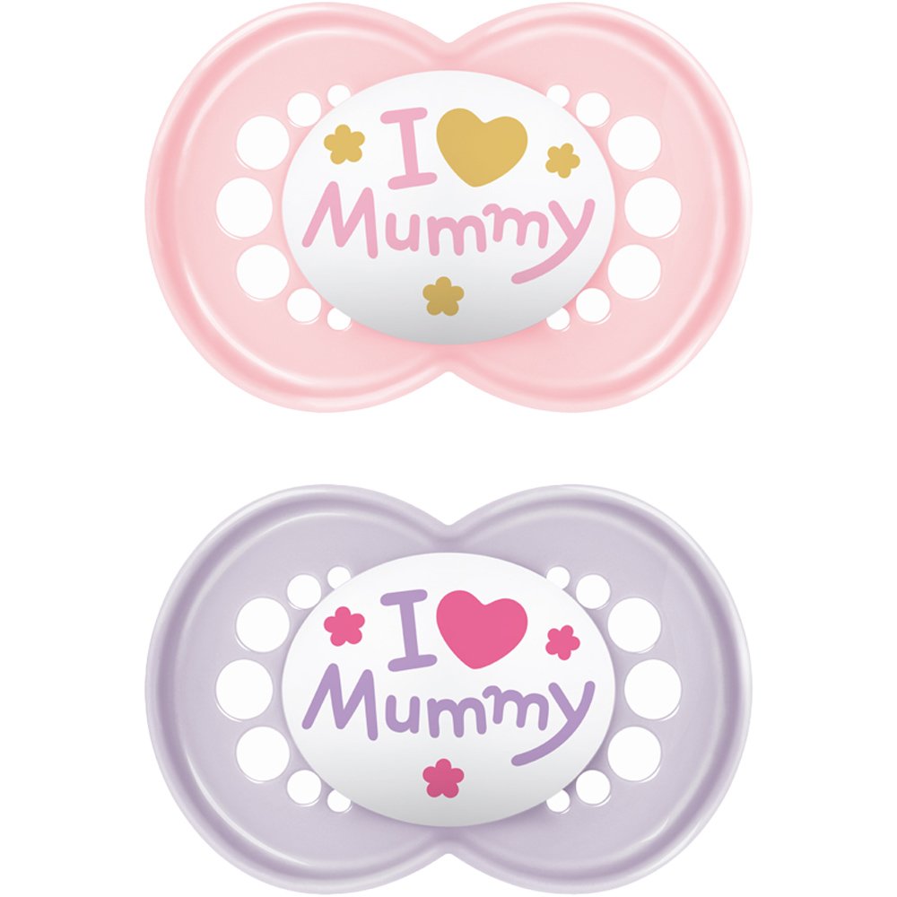 Mam Mam Original Ι Love Mummy Silicone Soother 6-16m Ορθοδοντική Πιπίλα με Θηλή Σιλικόνης Φιλική προς το Δερματάκι του Μωρού με Πρακτική Θήκη Μεταφοράς 2 Τεμάχια, Κωδ 170SG1C - Ροζ / Μωβ