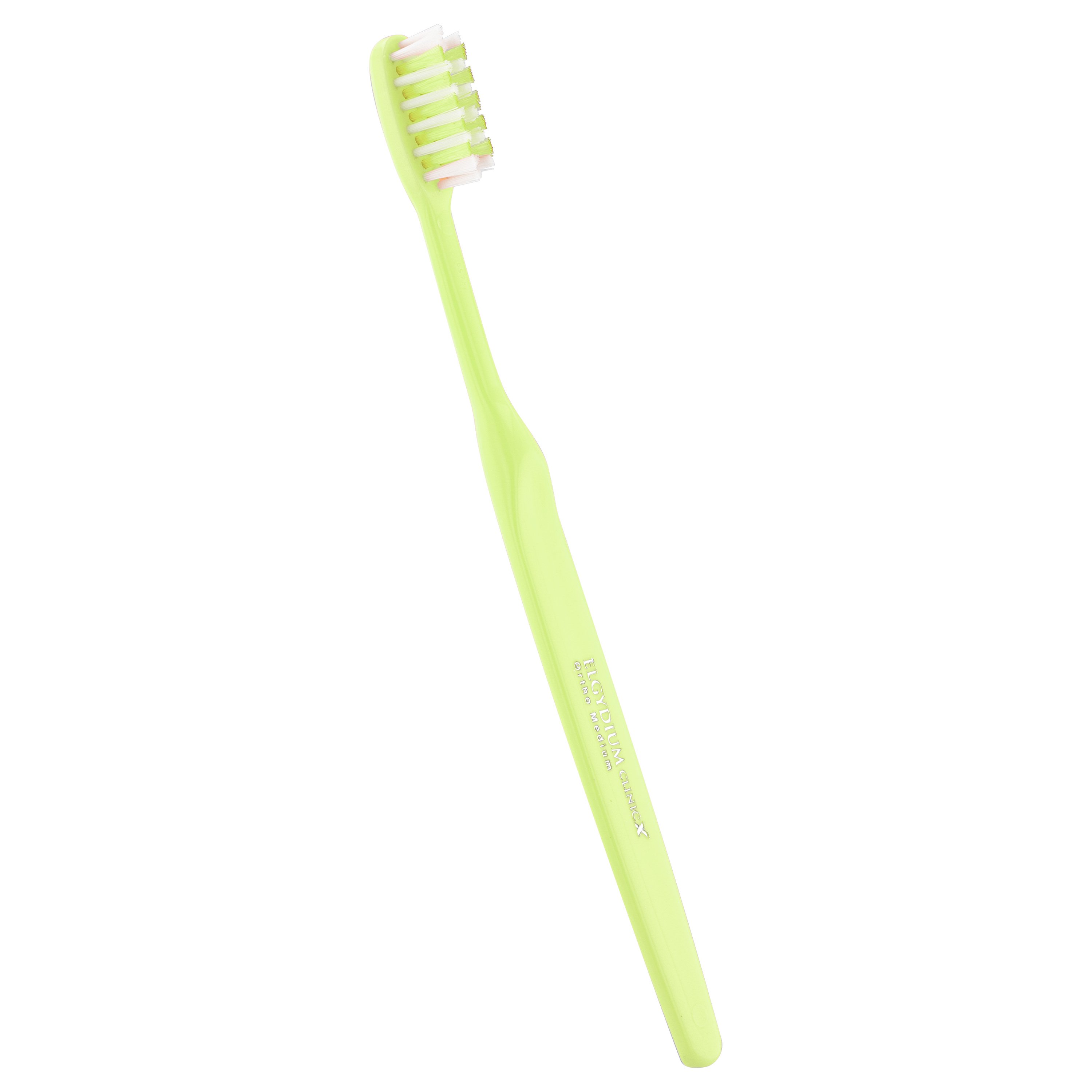 Elgydium Clinic Ortho-X Medium Toothbrush Χειροκίνητη Οδοντόβουρτσα Μέτριας Σκληρότητας Κατάλληλη για Καθαρισμό Ορθοδοντικών Μηχανισμών 1 Τεμάχιο - Λαχανί
