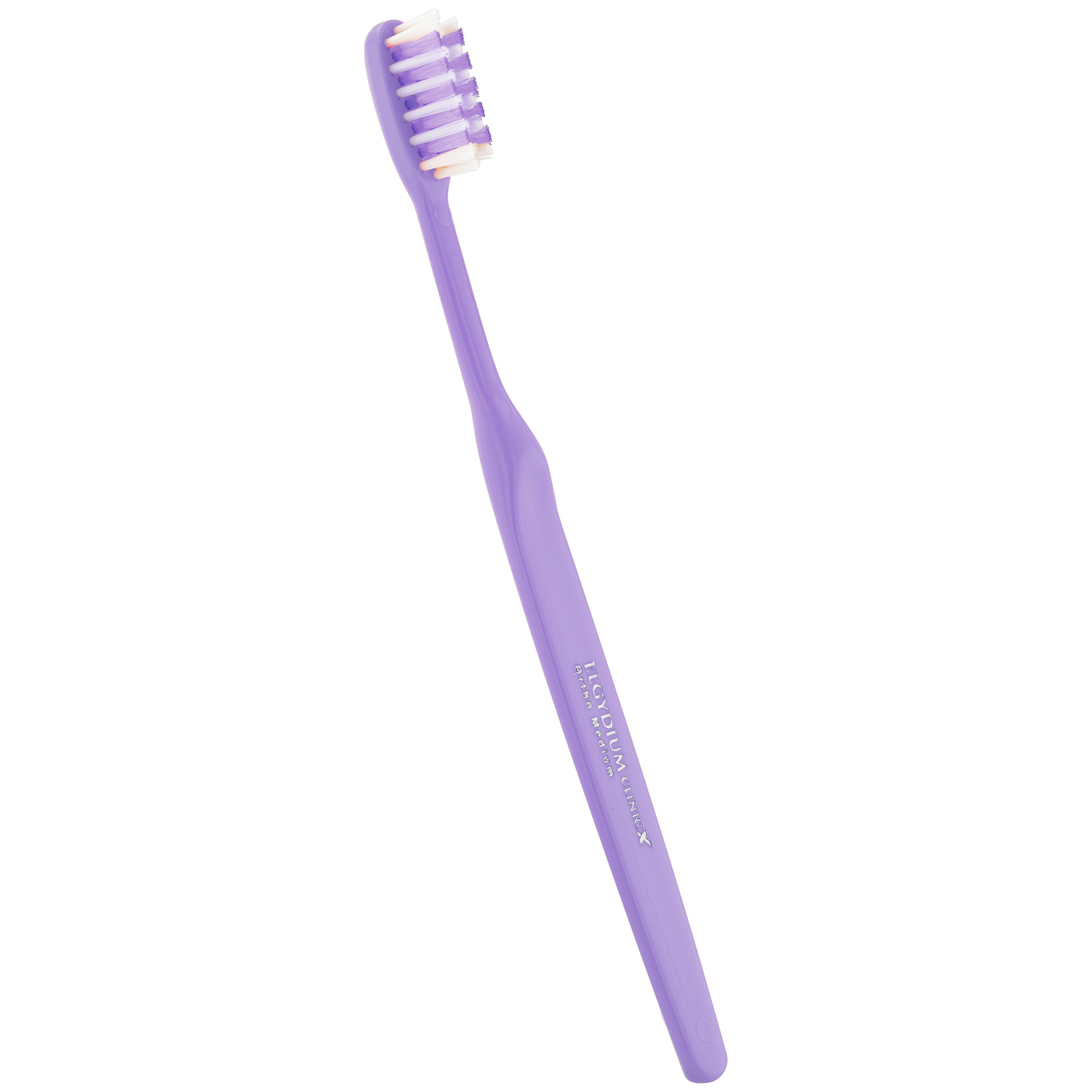 Pierre Fabre Oral Care Elgydium Clinic Ortho-X Medium Toothbrush Χειροκίνητη Οδοντόβουρτσα Μέτριας Σκληρότητας Κατάλληλη για Καθαρισμό Ορθοδοντικών Μηχανισμών 1 Τεμάχιο - Μωβ