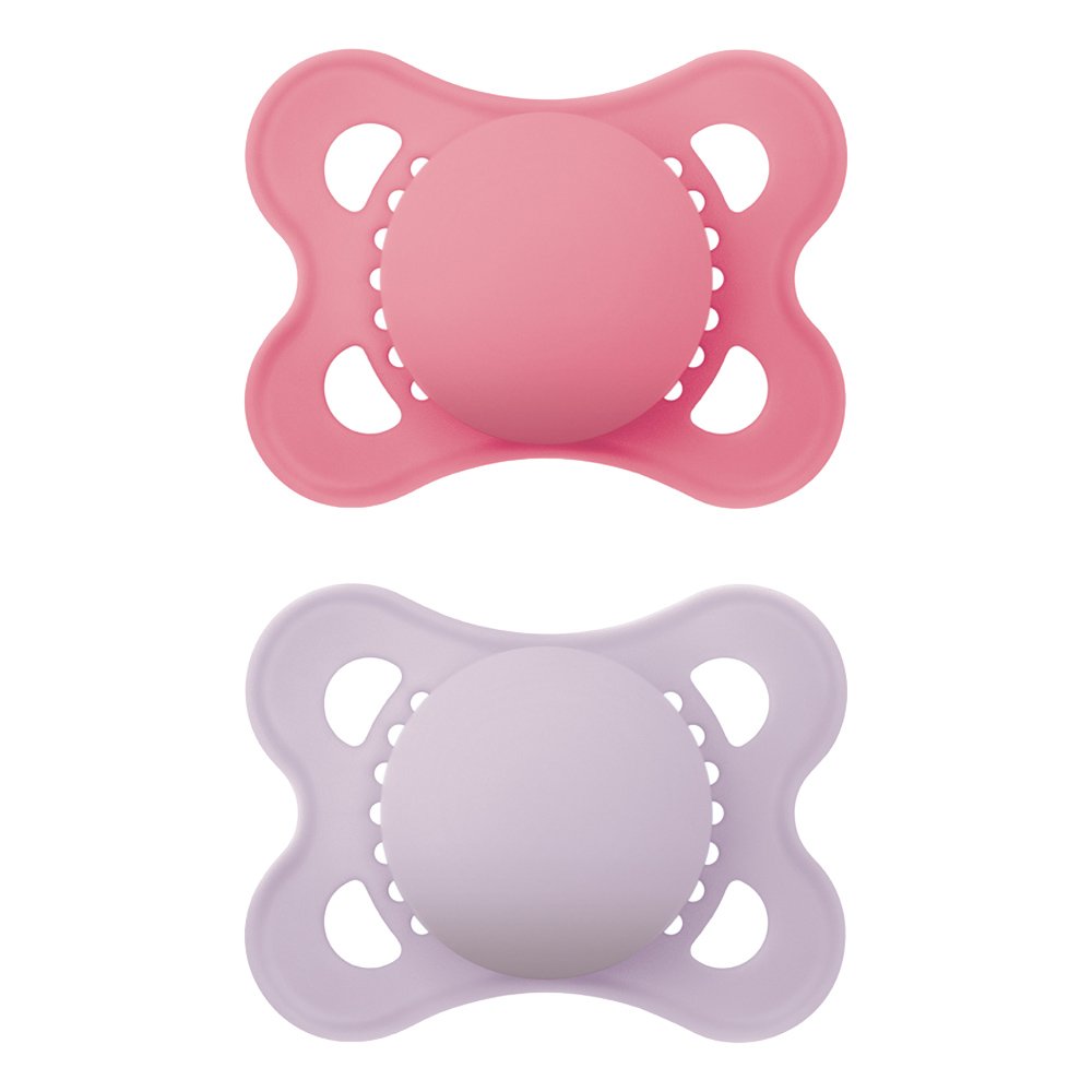 Mam Mam Original Unprinted Silicone Soother 2-6m Ορθοδοντική Πιπίλα Σιλικόνης με Θήκη Μεταφοράς & Αποστείρωσης 2 Τεμάχια, Κωδ 118SGc - Φούξια / Λιλά