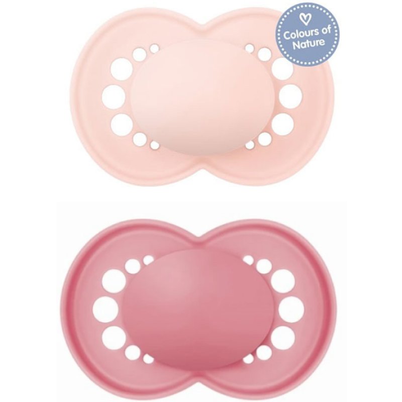 Mam Original Unprinted Matt Silicone Soother 6-16m Ορθοδοντική Πιπίλα με Θηλή Σιλικόνης Φιλική προς το Δερματάκι του Μωρού με Πρακτική Θήκη Μεταφοράς 2 Τεμάχια, Κωδ 178SGC - Ροζ / Φούξια