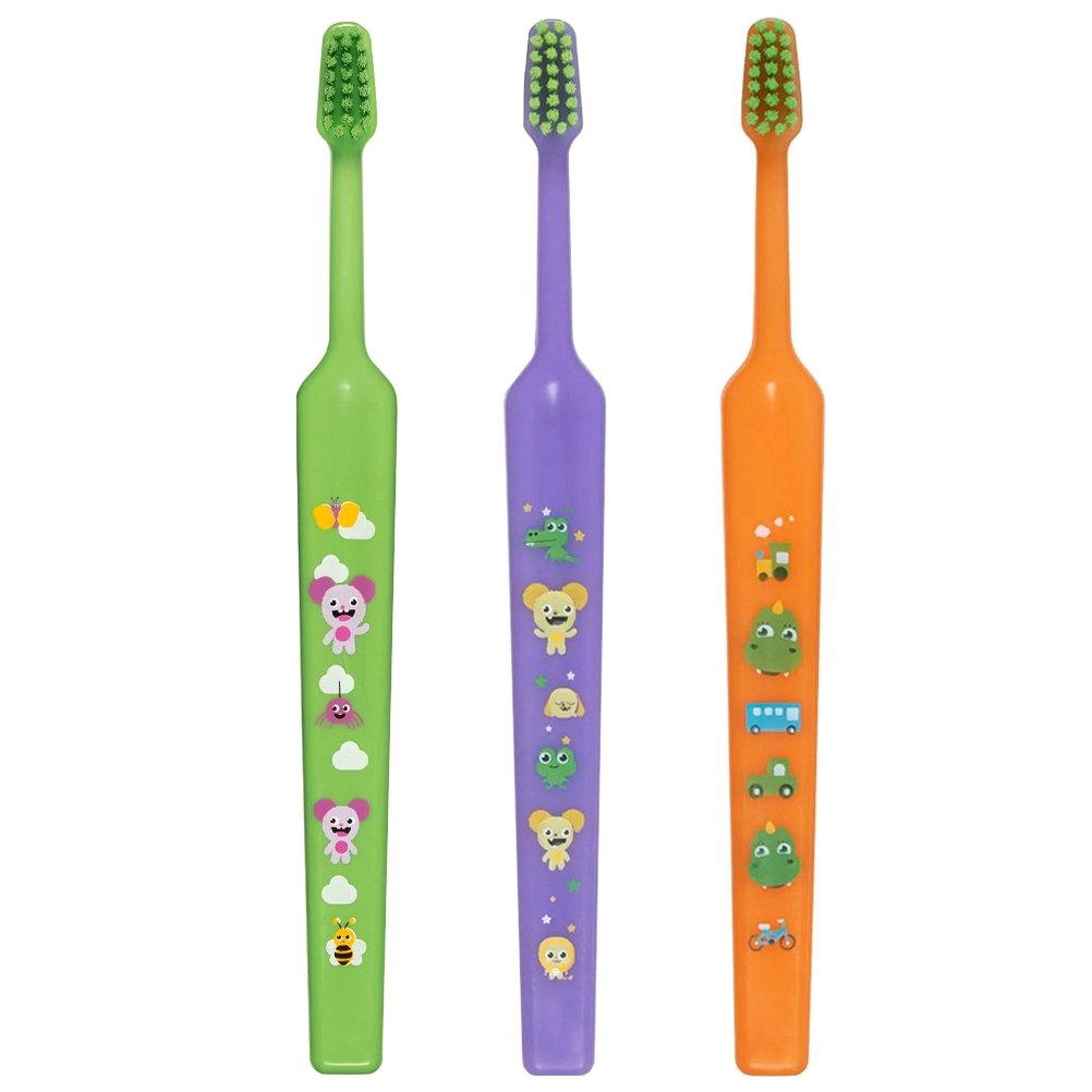 Tepe Tepe Good Mini Extra Soft Toothbrush Bolibompa 0-3 Years Οδοντόβουρτσα με Πολύ Μαλακές Ίνες & Πολύ Μικρή Κεφαλή για Βρέφη - Νήπια 3 Τεμάχια - Πράσινο / Μωβ / Πορτοκάλι