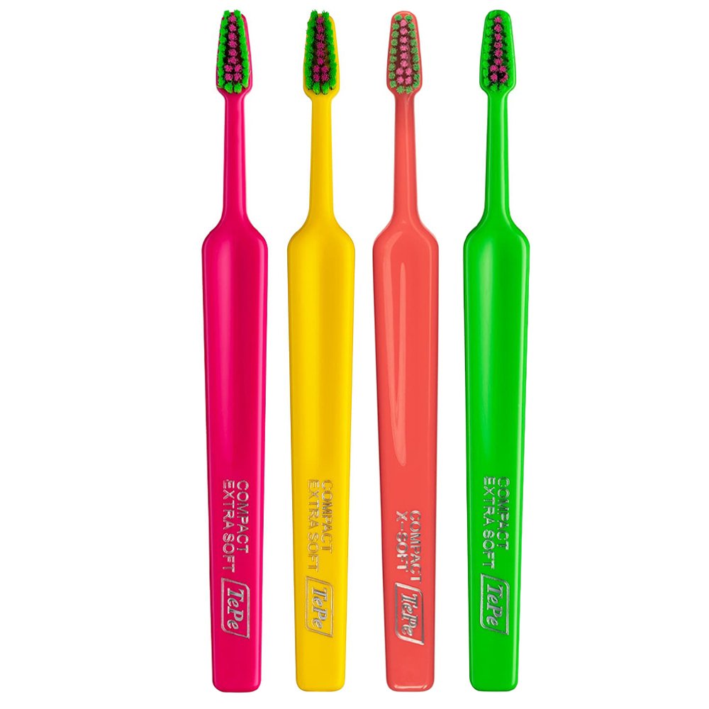 Tepe Colour Compact Extra Soft Toothbrush Οδοντόβουρτσα με Πολύ Μαλακές Ίνες & Μικρό Μέγεθος Κεφαλής 4 Τεμάχια - Multicolor 8