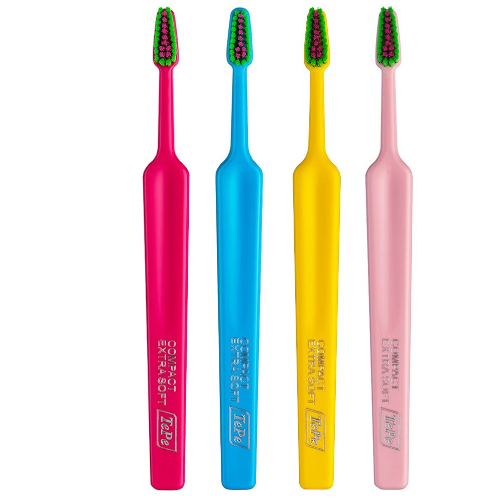 Tepe Tepe Colour Compact Extra Soft Toothbrush Οδοντόβουρτσα με Πολύ Μαλακές Ίνες & Μικρό Μέγεθος Κεφαλής 4 Τεμάχια - Multicolor 9
