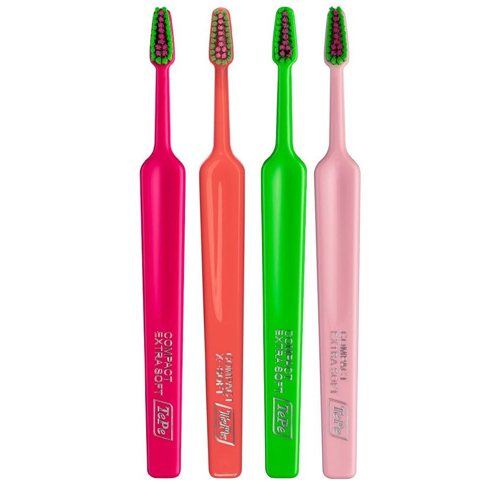 Tepe Tepe Colour Compact Extra Soft Toothbrush Οδοντόβουρτσα με Πολύ Μαλακές Ίνες & Μικρό Μέγεθος Κεφαλής 4 Τεμάχια - Multicolor 6