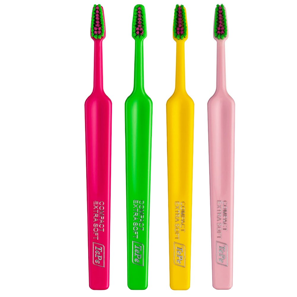 Tepe Colour Compact Extra Soft Toothbrush Οδοντόβουρτσα με Πολύ Μαλακές Ίνες & Μικρό Μέγεθος Κεφαλής 4 Τεμάχια - Multicolor 11
