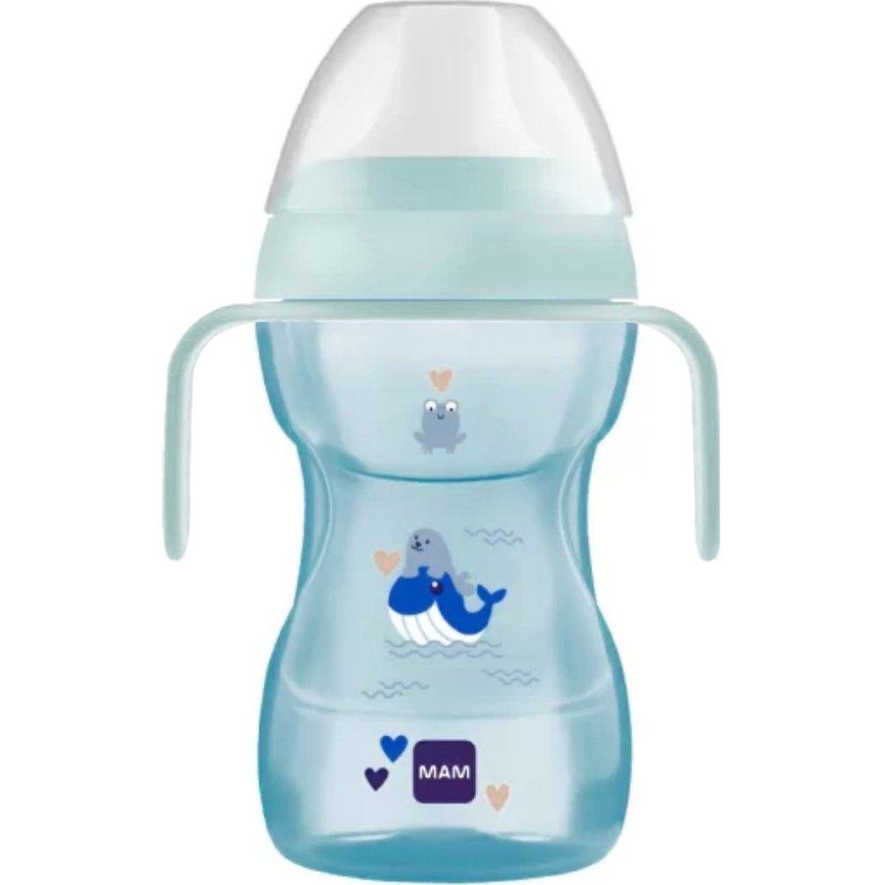 Mam Mam Fun To Drink Cup 8m+ Κωδ 461Β Εκπαιδευτικό Ποτηράκι Πολυπροπυλενίου με Στόμιο & Βαλβίδα Σιλικόνης 270ml - Γαλάζιο 2