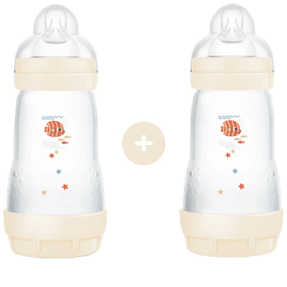 Mam Mam Promo Easy Start Anti-Colic Plastic Bootle 2m+, Κωδ 355SUc Μπιμπερό Πολυπροπυλενίου με Θηλή Σιλικόνης Μεσαίας Ροής & Σύστημα Κατά των Κολικών 2x260ml - Σομόν