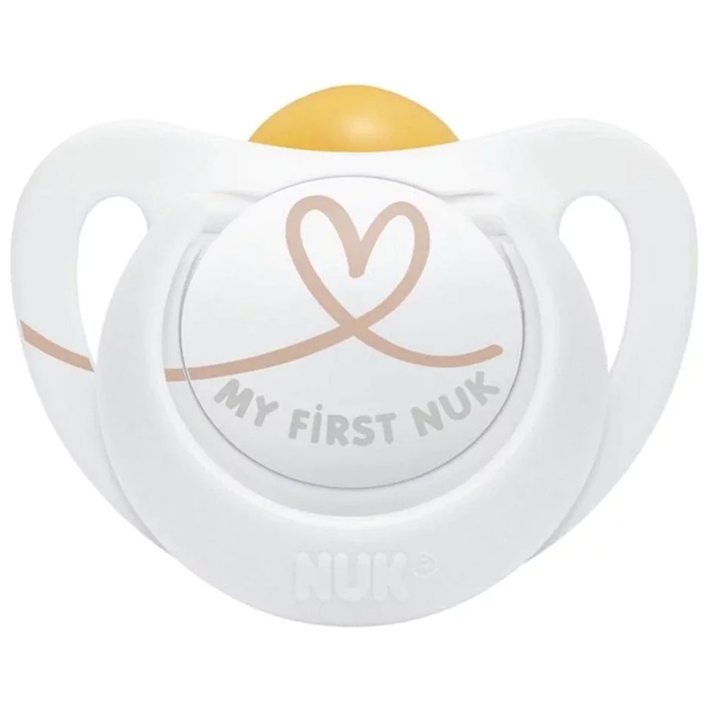 Nuk Nuk Star Latex Soother 0-6m Ορθοδοντική Πιπίλα Καουτσούκ με Θήκη Μεταφοράς 1 Τεμάχιο - Άσπρο